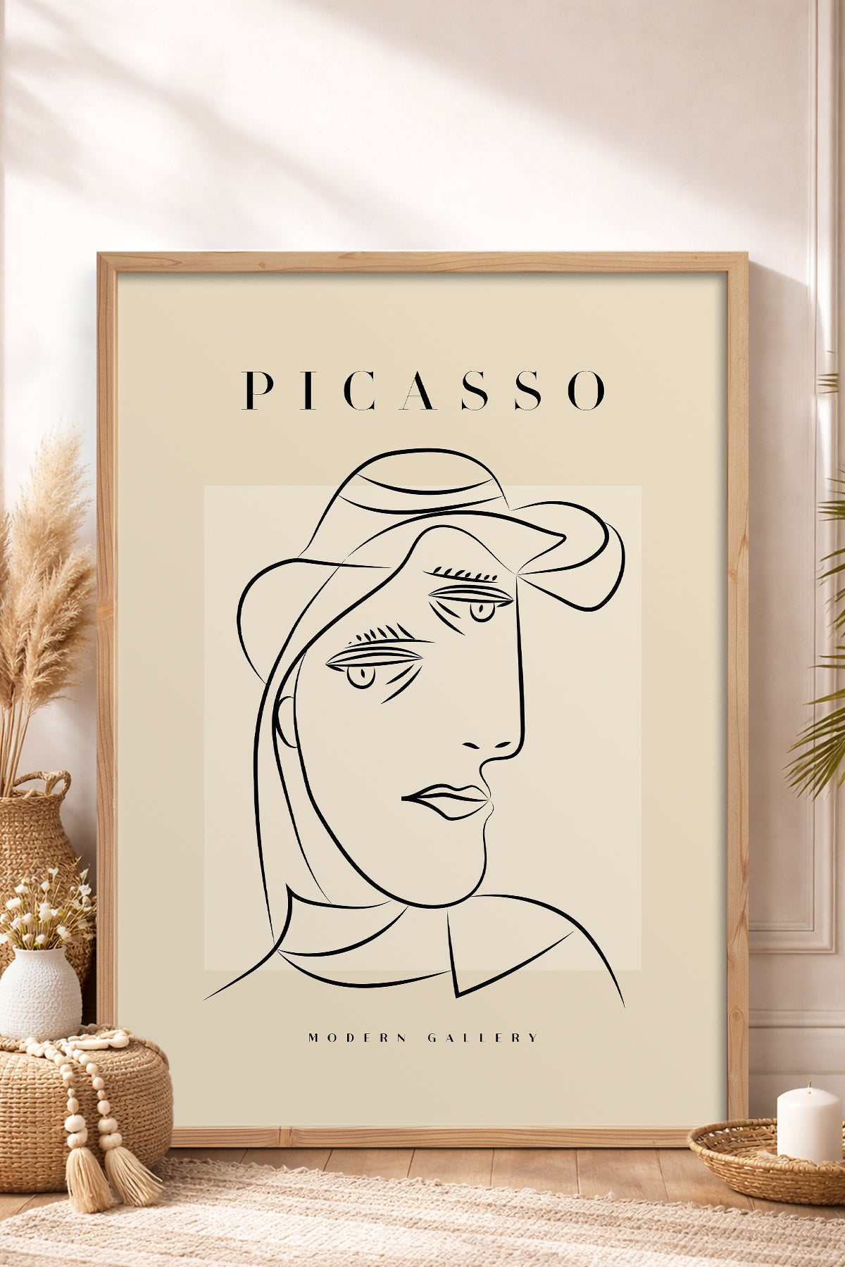 HOMEPACK Ahşap Çerçeveli Tablo Çerçeveli Poster Sanatsal Modern Duvar Dekoru PICASSO-40