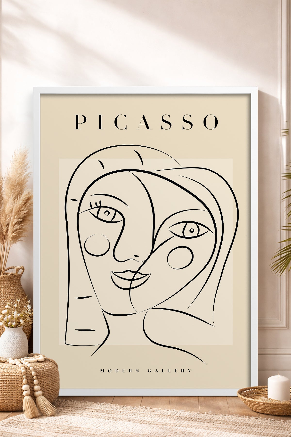 HOMEPACK Ahşap Çerçeveli Tablo Çerçeveli Poster Sanatsal Modern Duvar Dekoru PICASSO-42