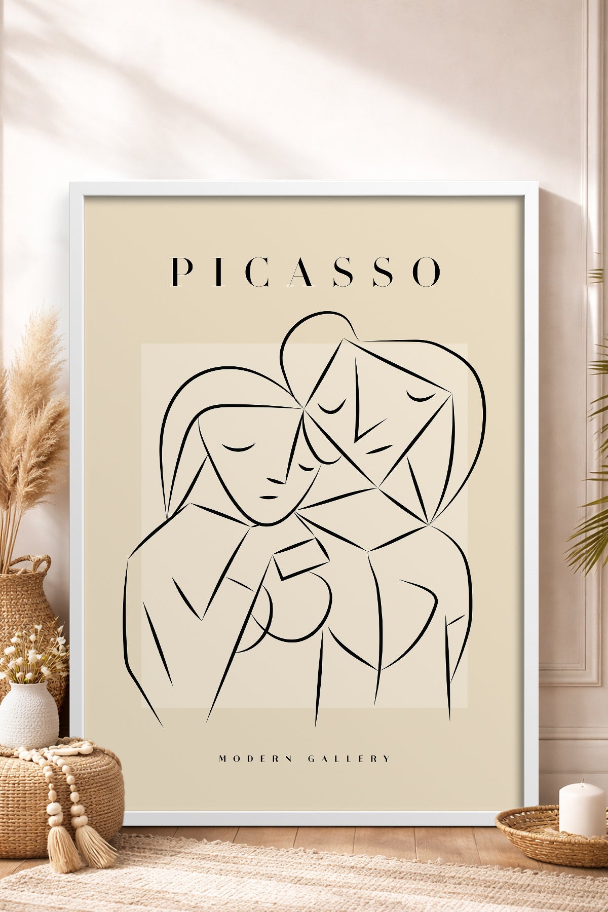 HOMEPACK Ahşap Çerçeveli Tablo Çerçeveli Poster Sanatsal Modern Duvar Dekoru PICASSO-43
