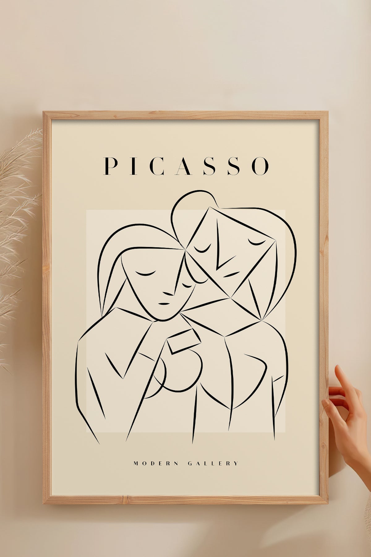 HOMEPACK Ahşap Çerçeveli Tablo Çerçeveli Poster Sanatsal Modern Duvar Dekoru PICASSO-43