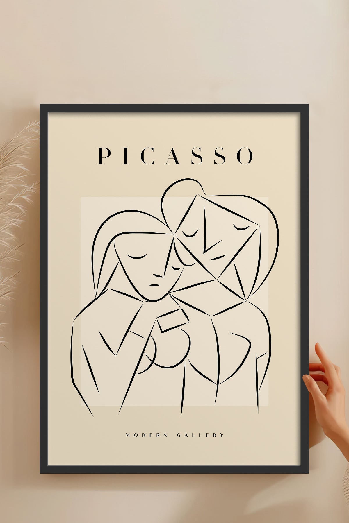 HOMEPACK Ahşap Çerçeveli Tablo Çerçeveli Poster Sanatsal Modern Duvar Dekoru PICASSO-43