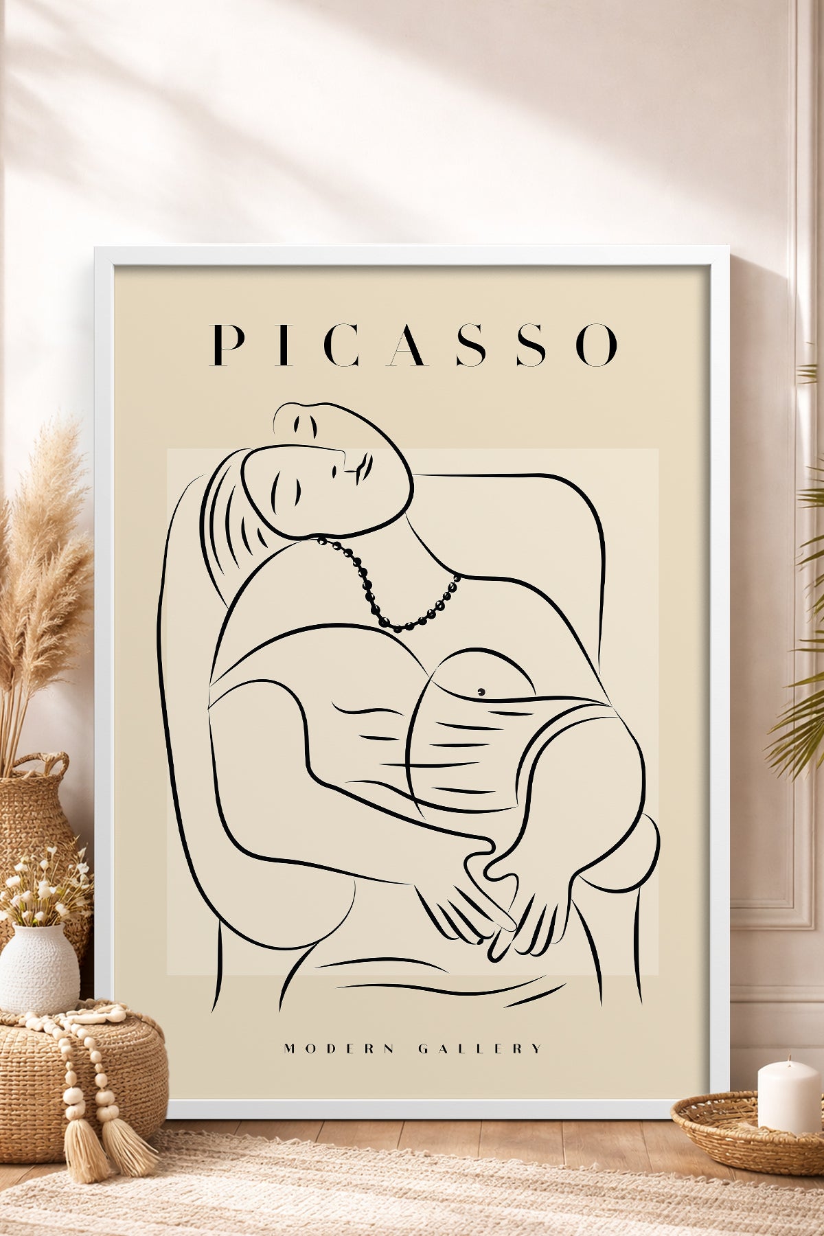 HOMEPACK Ahşap Çerçeveli Tablo Çerçeveli Poster Sanatsal Modern Duvar Dekoru PICASSO-44