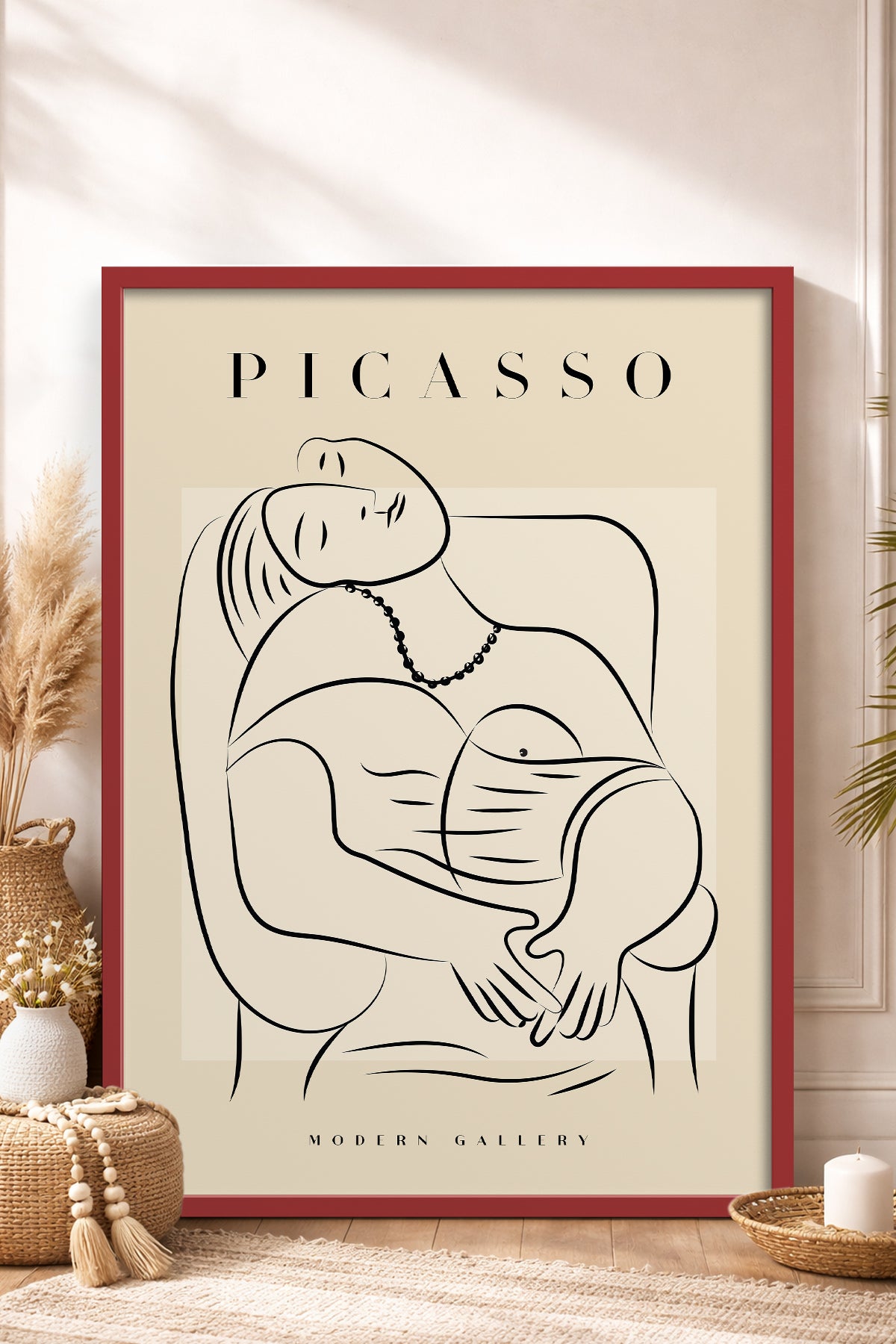 HOMEPACK Ahşap Çerçeveli Tablo Çerçeveli Poster Sanatsal Modern Duvar Dekoru PICASSO-44