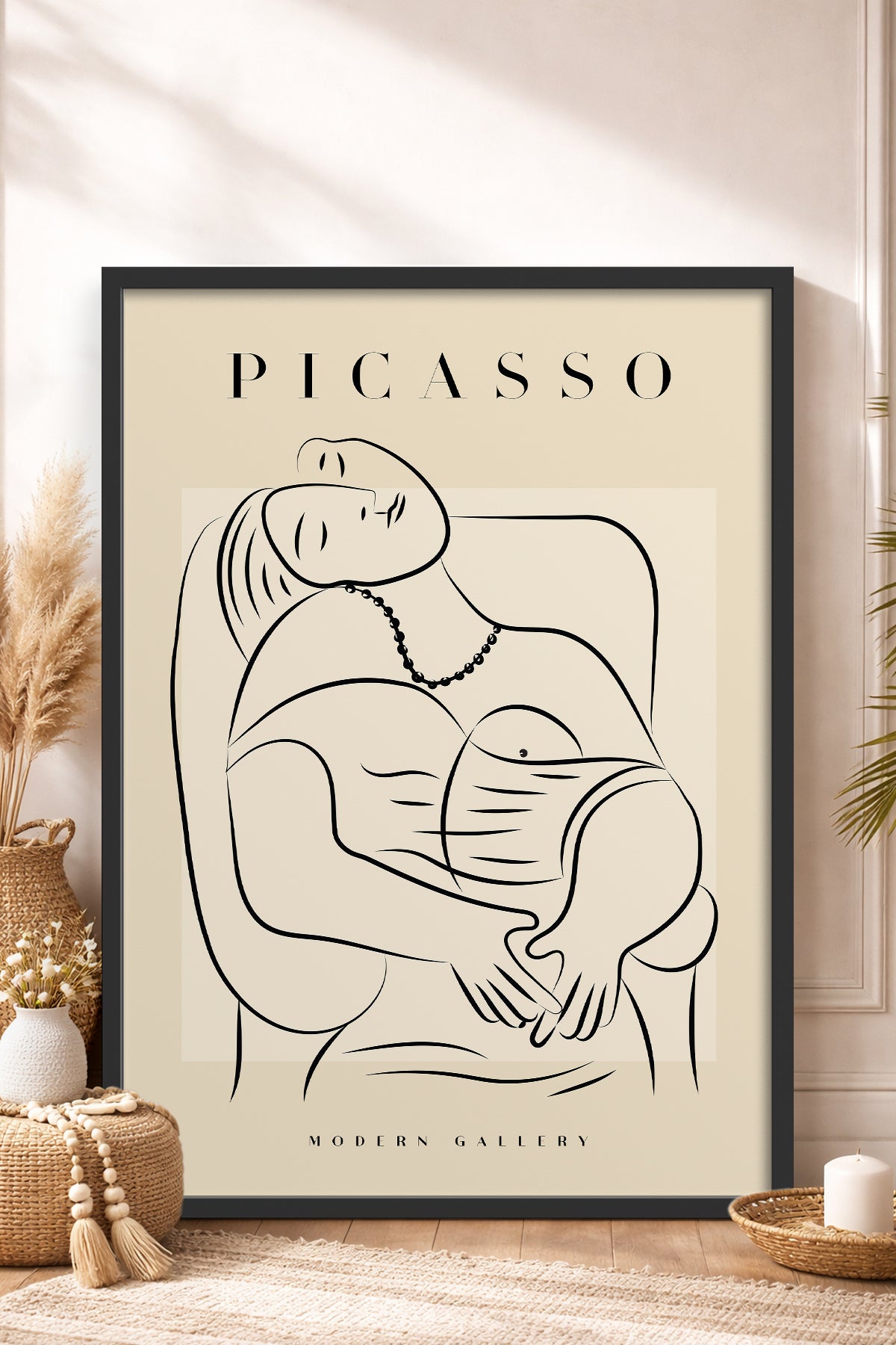 HOMEPACK Ahşap Çerçeveli Tablo Çerçeveli Poster Sanatsal Modern Duvar Dekoru PICASSO-44