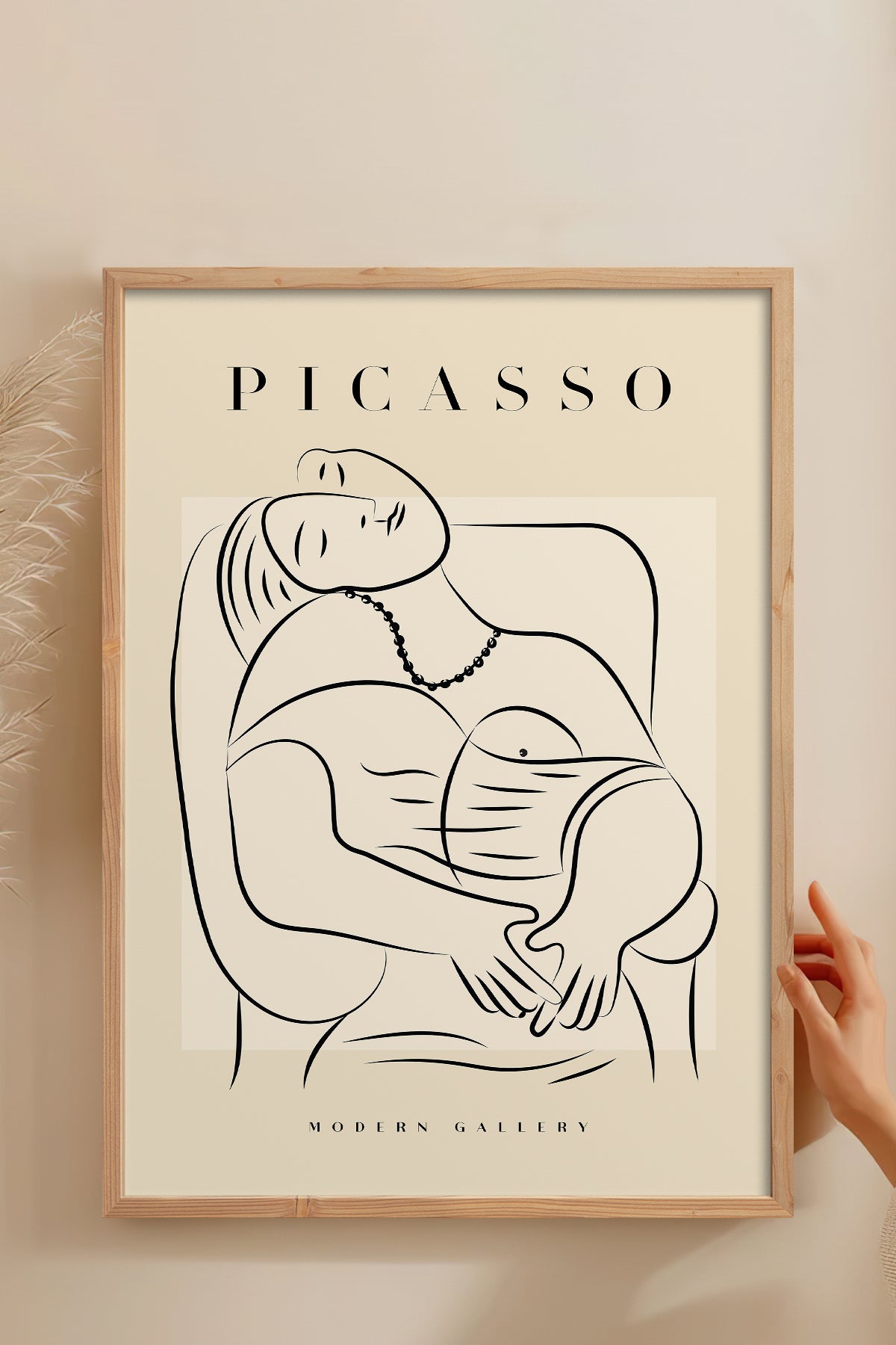 HOMEPACK Ahşap Çerçeveli Tablo Çerçeveli Poster Sanatsal Modern Duvar Dekoru PICASSO-44
