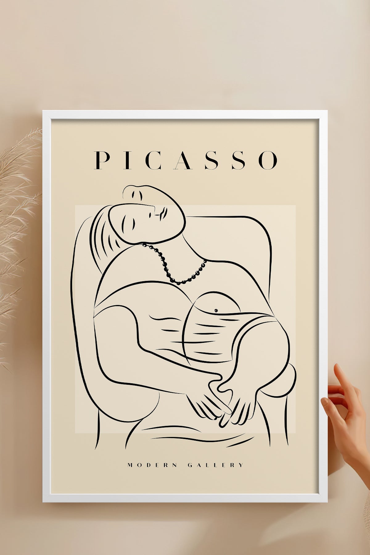 HOMEPACK Ahşap Çerçeveli Tablo Çerçeveli Poster Sanatsal Modern Duvar Dekoru PICASSO-44