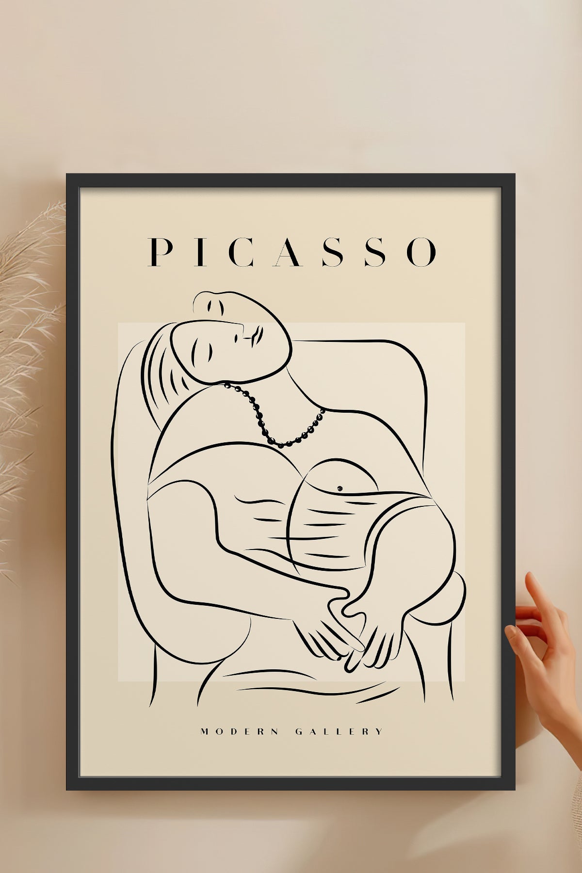 HOMEPACK Ahşap Çerçeveli Tablo Çerçeveli Poster Sanatsal Modern Duvar Dekoru PICASSO-44