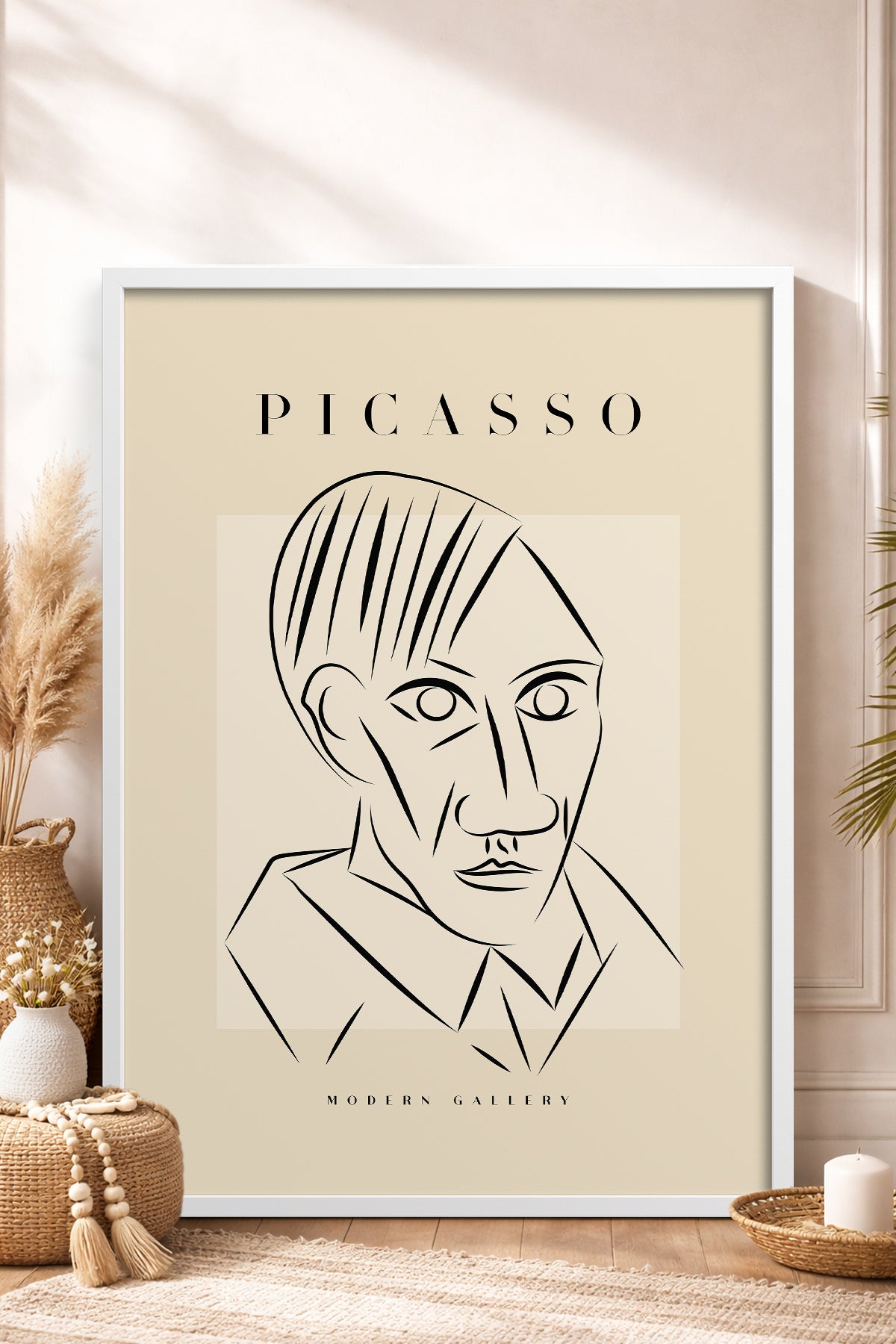 HOMEPACK Ahşap Çerçeveli Tablo Çerçeveli Poster Sanatsal Modern Duvar Dekoru PICASSO-45