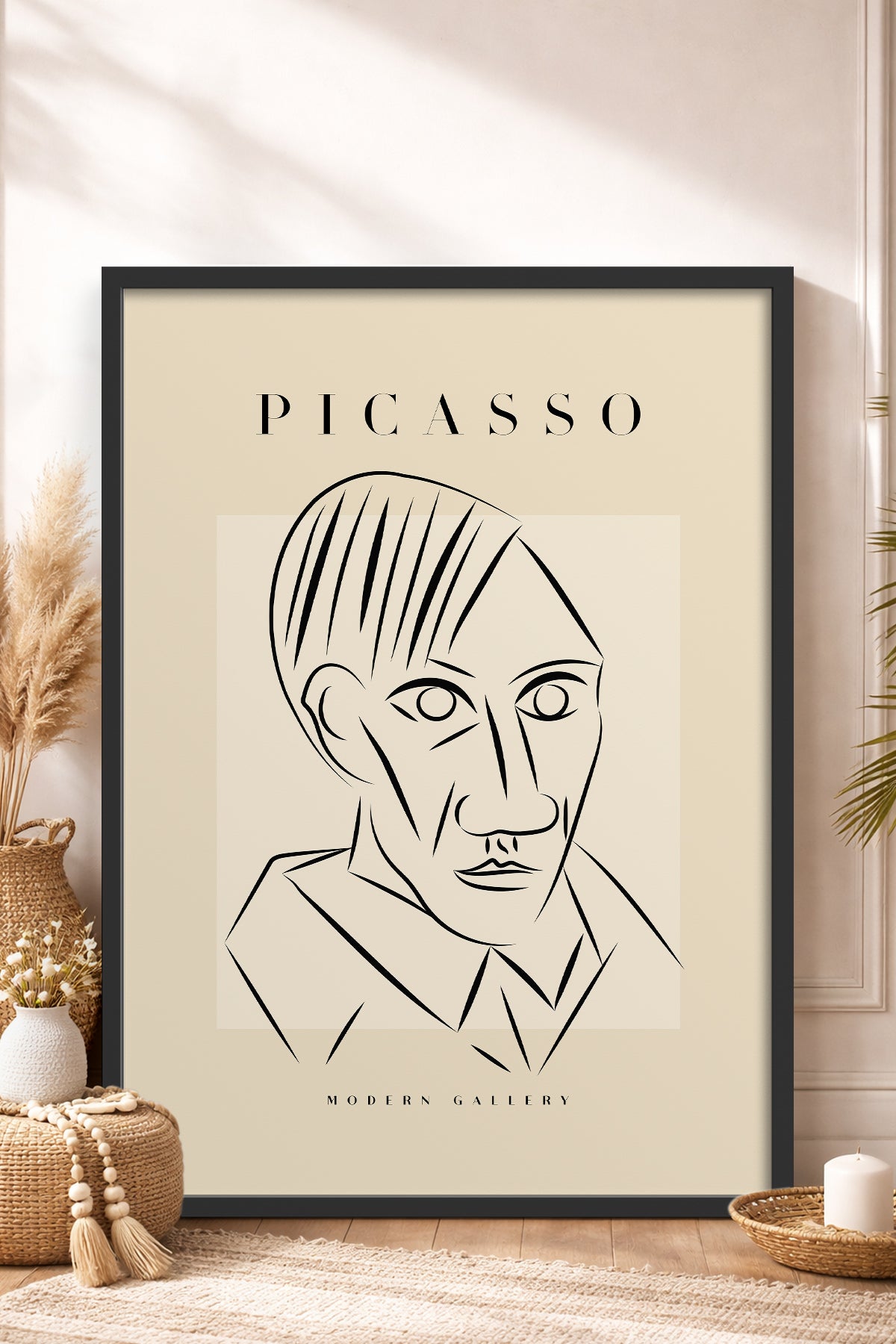 HOMEPACK Ahşap Çerçeveli Tablo Çerçeveli Poster Sanatsal Modern Duvar Dekoru PICASSO-45