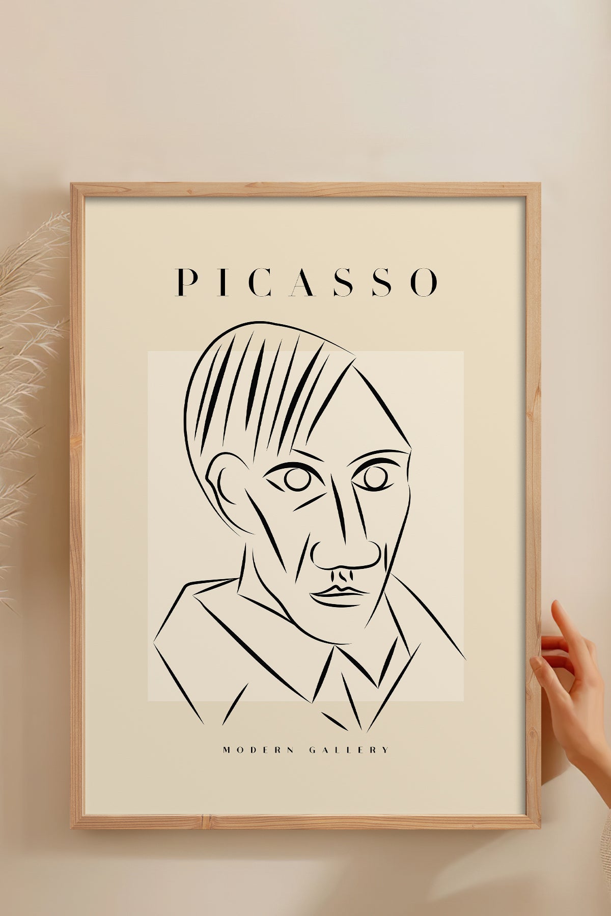 HOMEPACK Ahşap Çerçeveli Tablo Çerçeveli Poster Sanatsal Modern Duvar Dekoru PICASSO-45
