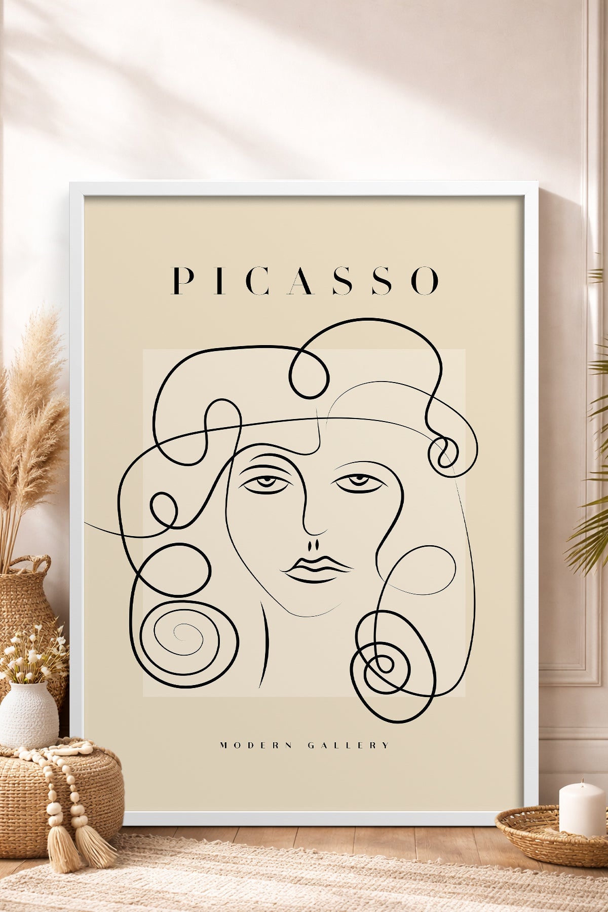 HOMEPACK Ahşap Çerçeveli Tablo Çerçeveli Poster Sanatsal Modern Duvar Dekoru PICASSO-47
