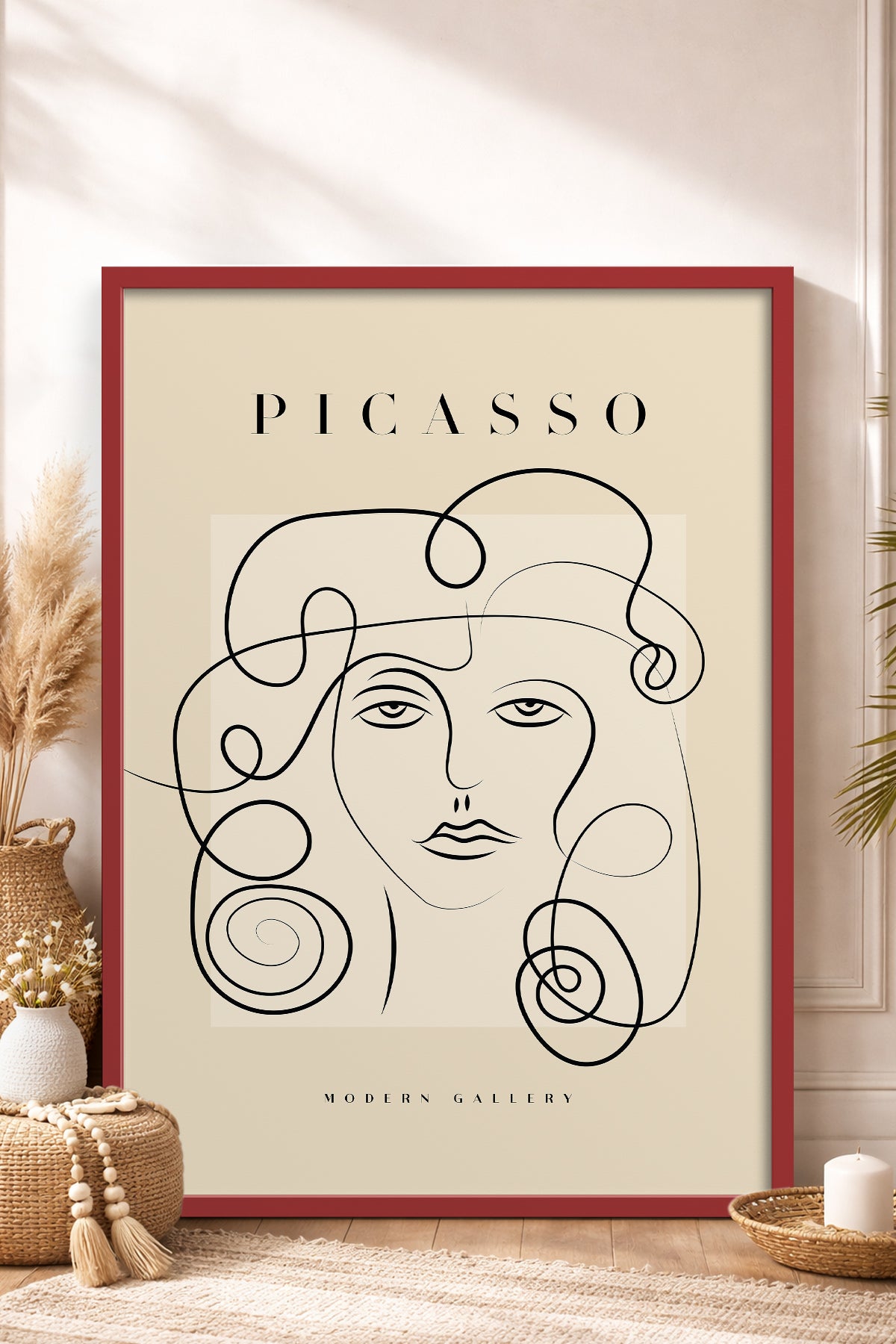 HOMEPACK Ahşap Çerçeveli Tablo Çerçeveli Poster Sanatsal Modern Duvar Dekoru PICASSO-47