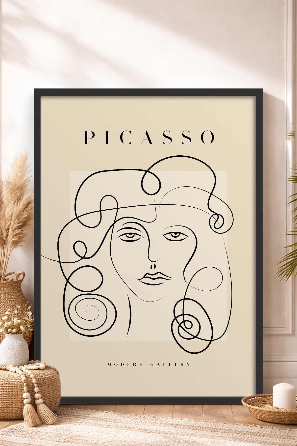 HOMEPACK Ahşap Çerçeveli Tablo Çerçeveli Poster Sanatsal Modern Duvar Dekoru PICASSO-47
