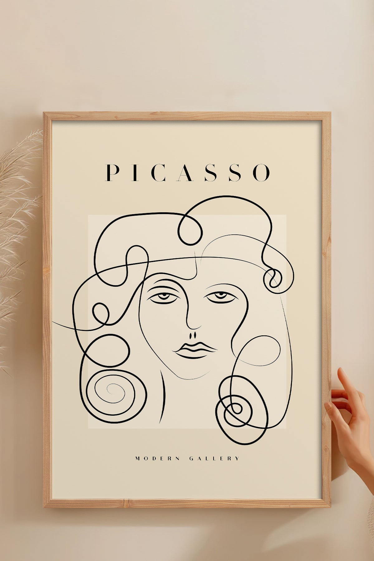 HOMEPACK Ahşap Çerçeveli Tablo Çerçeveli Poster Sanatsal Modern Duvar Dekoru PICASSO-47