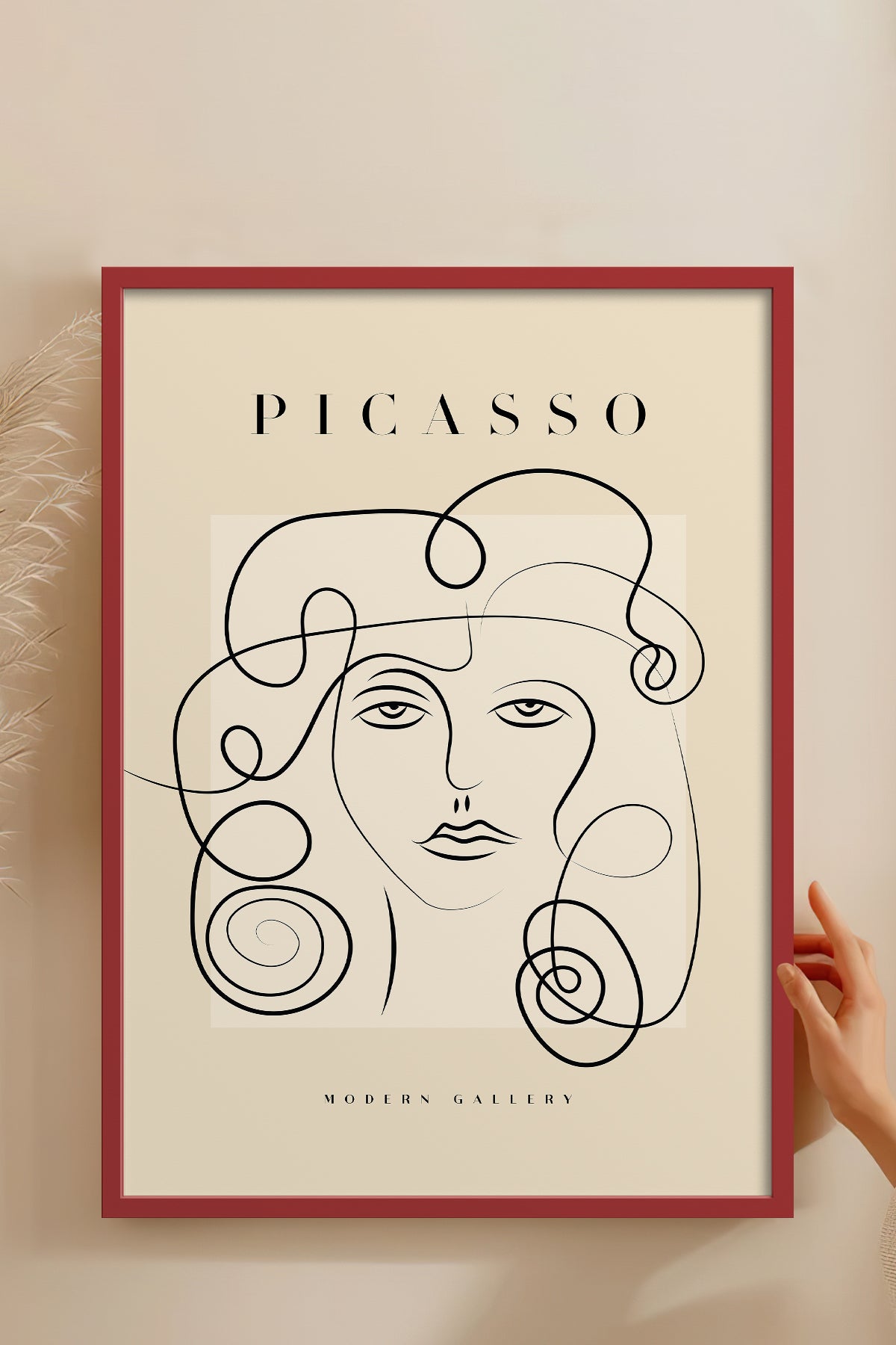 HOMEPACK Ahşap Çerçeveli Tablo Çerçeveli Poster Sanatsal Modern Duvar Dekoru PICASSO-47