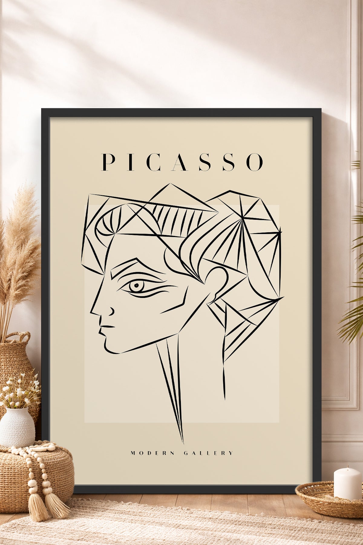 HOMEPACK Ahşap Çerçeveli Tablo Çerçeveli Poster Sanatsal Modern Duvar Dekoru PICASSO-50