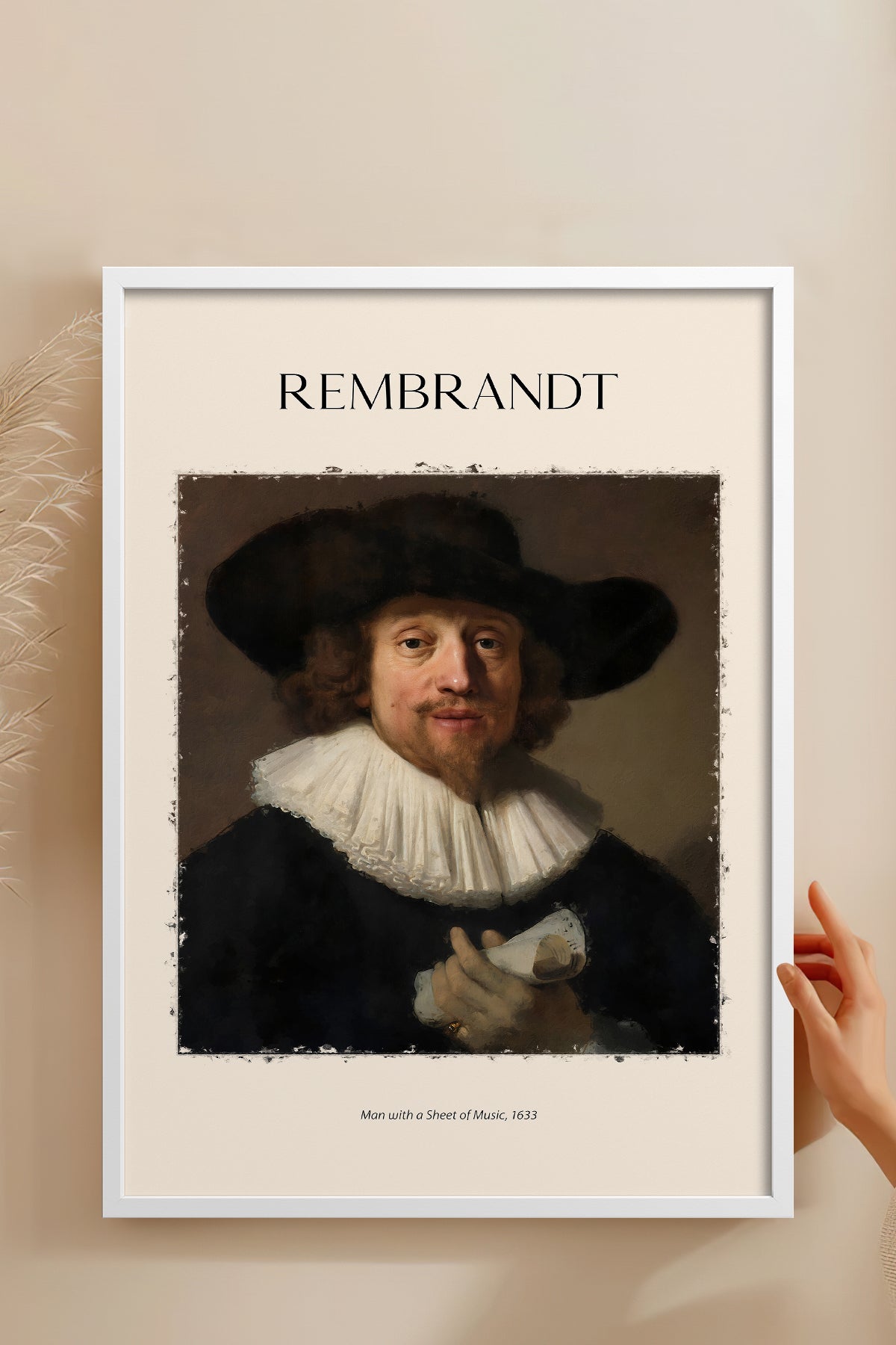 HOMEPACK Ahşap Çerçeveli Tablo Çerçeveli Poster Sanatsal Modern Duvar Dekoru REMBRANDT-01