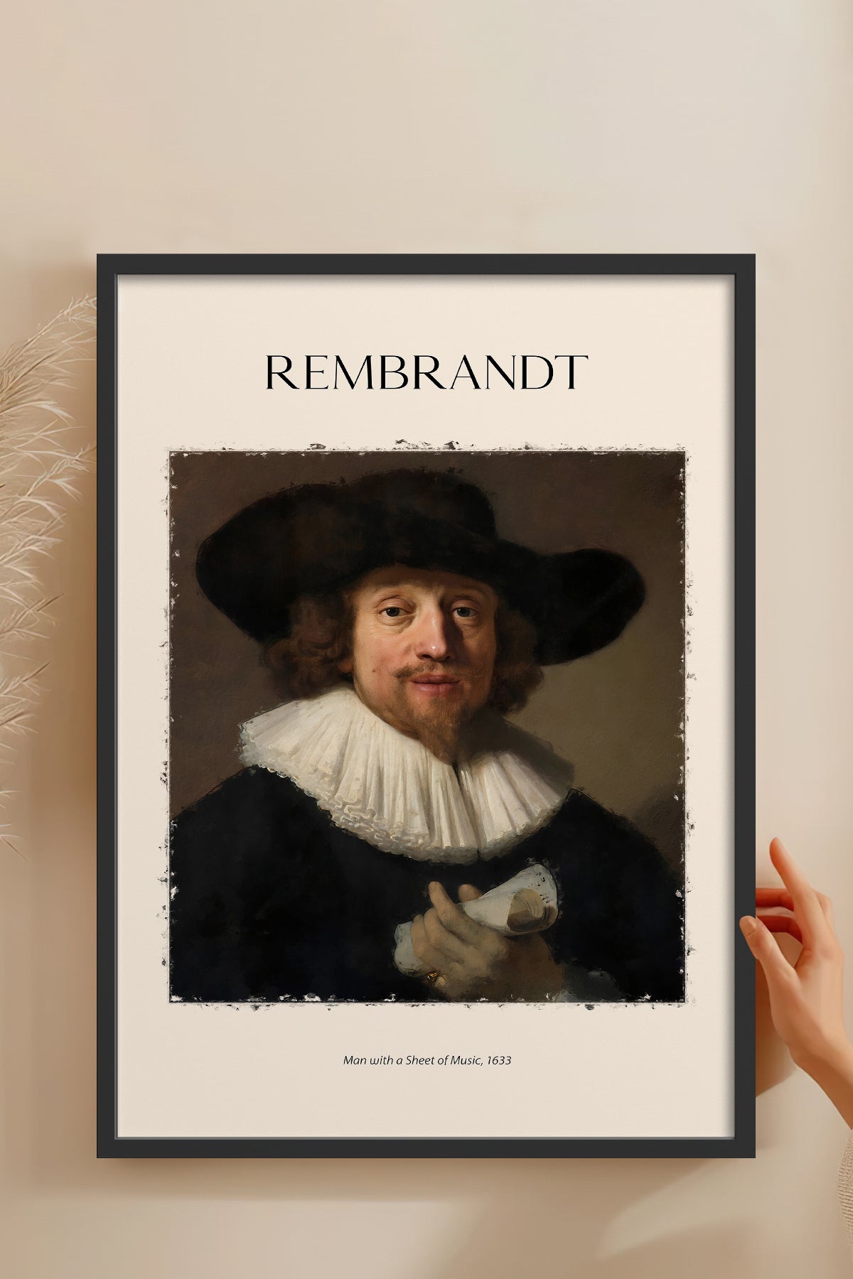 HOMEPACK Ahşap Çerçeveli Tablo Çerçeveli Poster Sanatsal Modern Duvar Dekoru REMBRANDT-01