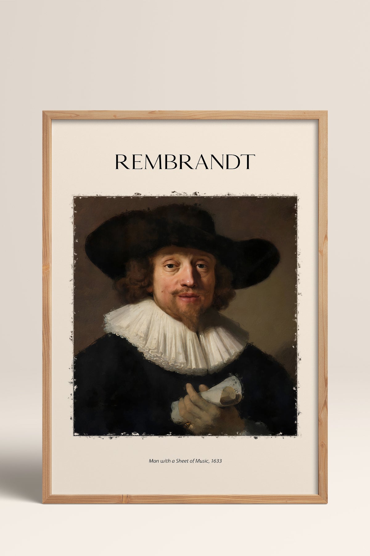 HOMEPACK Ahşap Çerçeveli Tablo Çerçeveli Poster Sanatsal Modern Duvar Dekoru REMBRANDT-01