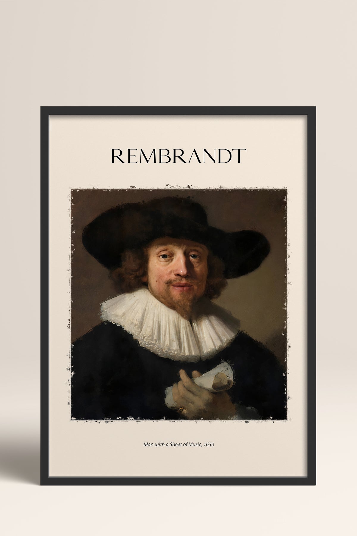 HOMEPACK Ahşap Çerçeveli Tablo Çerçeveli Poster Sanatsal Modern Duvar Dekoru REMBRANDT-01