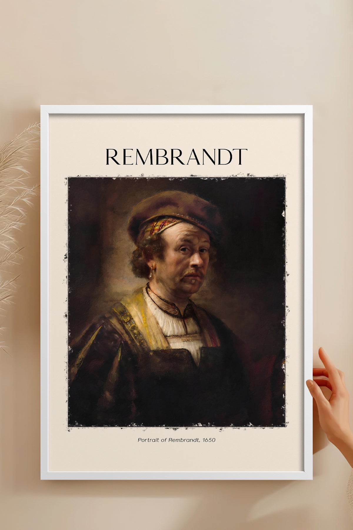 HOMEPACK Ahşap Çerçeveli Tablo Çerçeveli Poster Sanatsal Modern Duvar Dekoru REMBRANDT-02