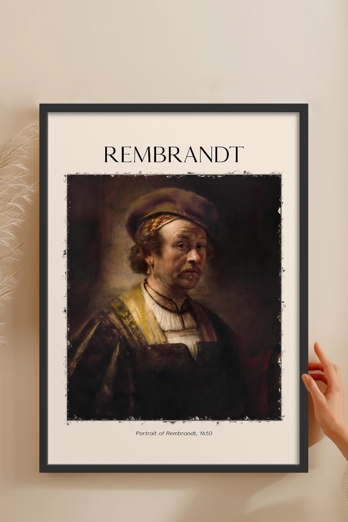 HOMEPACK Ahşap Çerçeveli Tablo Çerçeveli Poster Sanatsal Modern Duvar Dekoru REMBRANDT-02