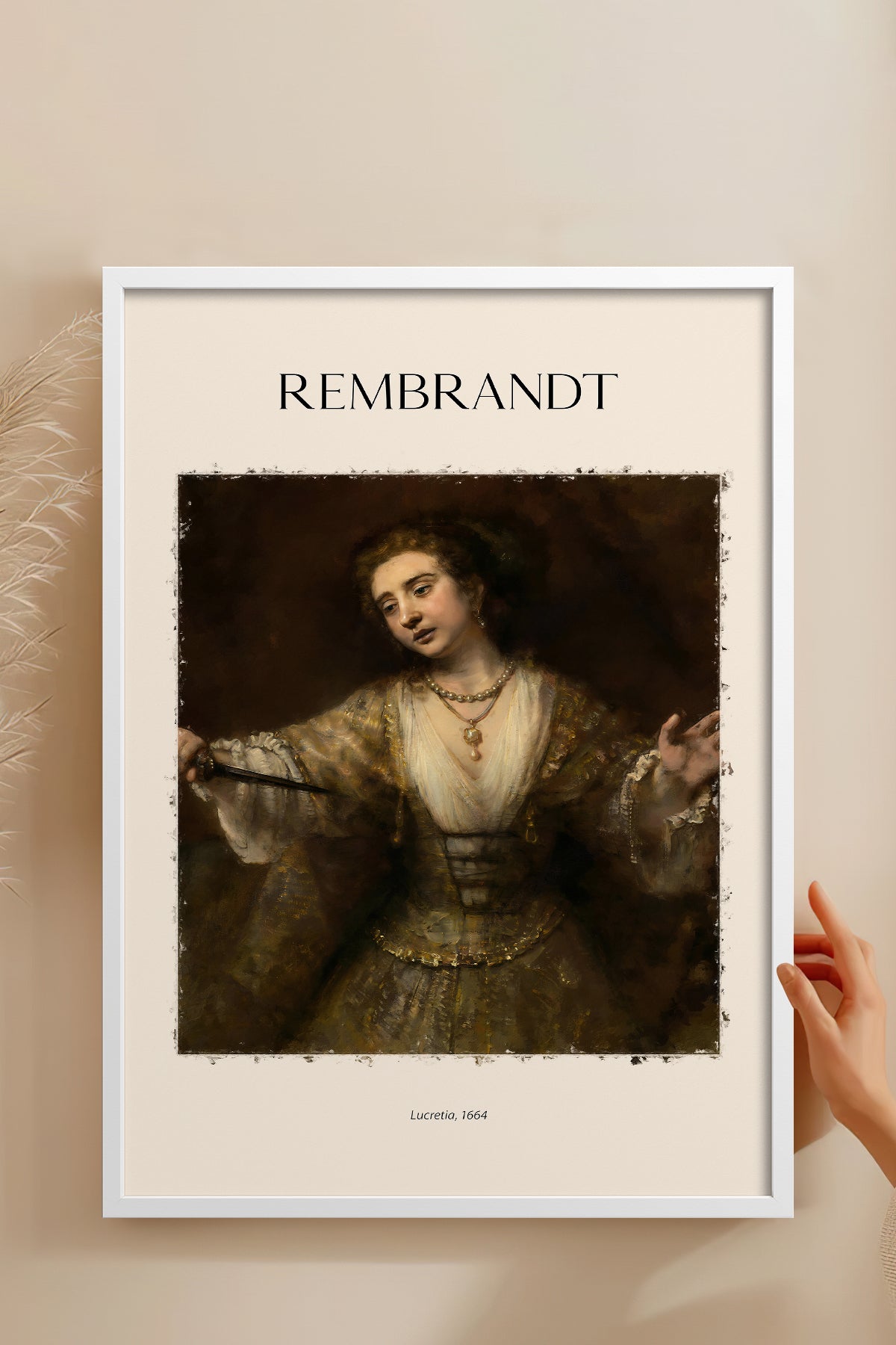 HOMEPACK Ahşap Çerçeveli Tablo Çerçeveli Poster Sanatsal Modern Duvar Dekoru REMBRANDT-05