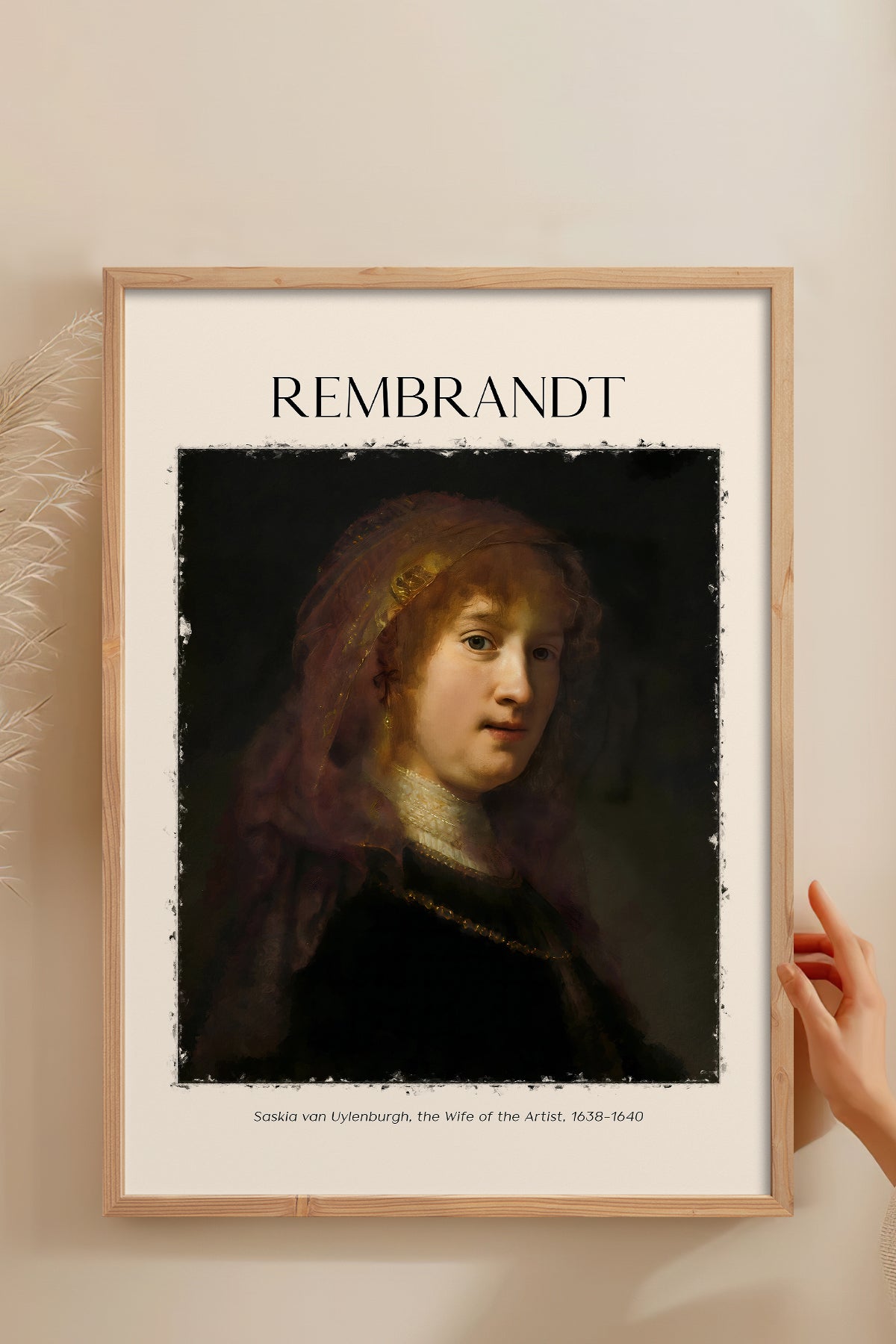HOMEPACK Ahşap Çerçeveli Tablo Çerçeveli Poster Sanatsal Modern Duvar Dekoru REMBRANDT-07