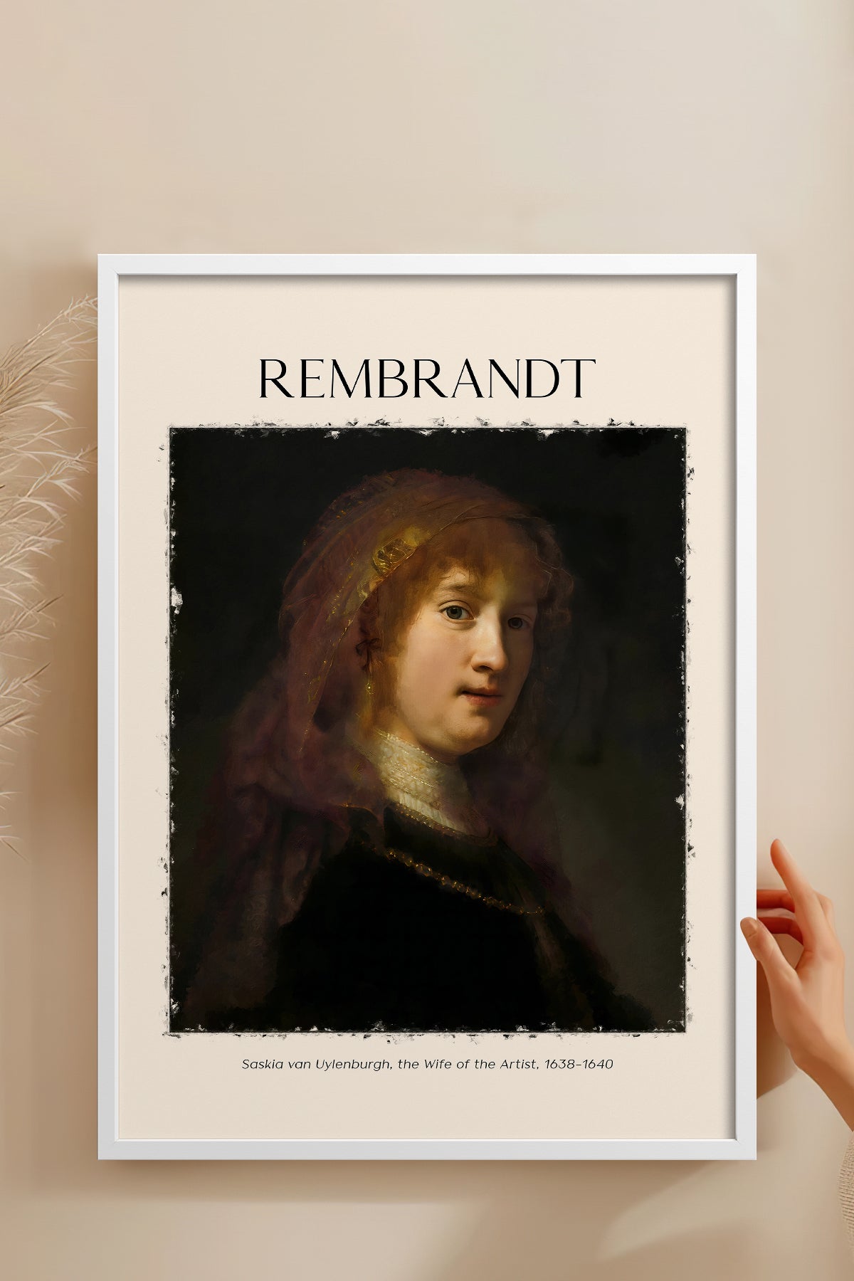 HOMEPACK Ahşap Çerçeveli Tablo Çerçeveli Poster Sanatsal Modern Duvar Dekoru REMBRANDT-07