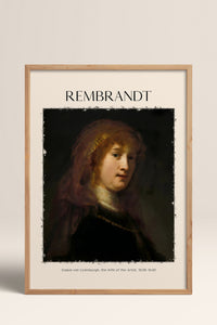 HOMEPACK Ahşap Çerçeveli Tablo Çerçeveli Poster Sanatsal Modern Duvar Dekoru REMBRANDT-07