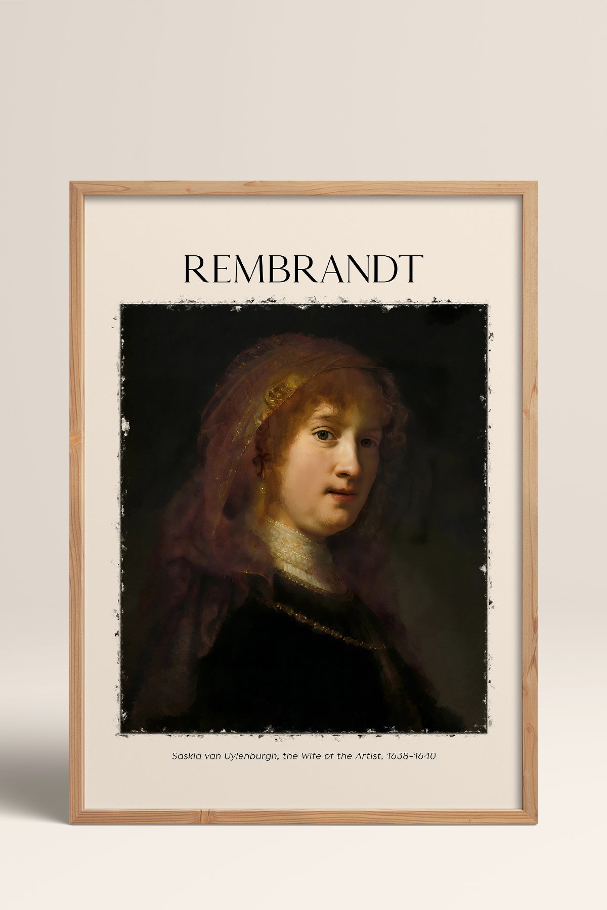 HOMEPACK Ahşap Çerçeveli Tablo Çerçeveli Poster Sanatsal Modern Duvar Dekoru REMBRANDT-07