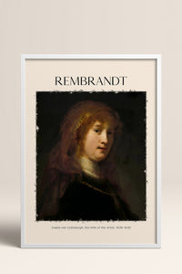 HOMEPACK Ahşap Çerçeveli Tablo Çerçeveli Poster Sanatsal Modern Duvar Dekoru REMBRANDT-07