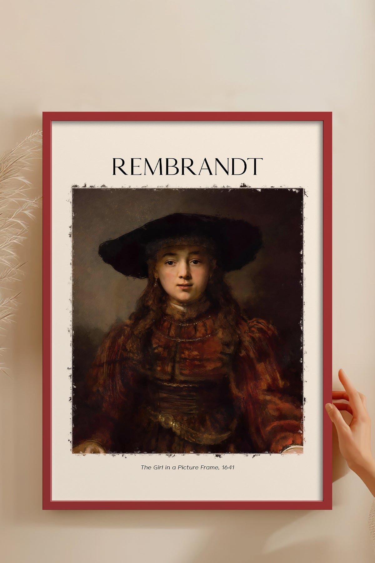 HOMEPACK Ahşap Çerçeveli Tablo Çerçeveli Poster Sanatsal Modern Duvar Dekoru REMBRANDT-08