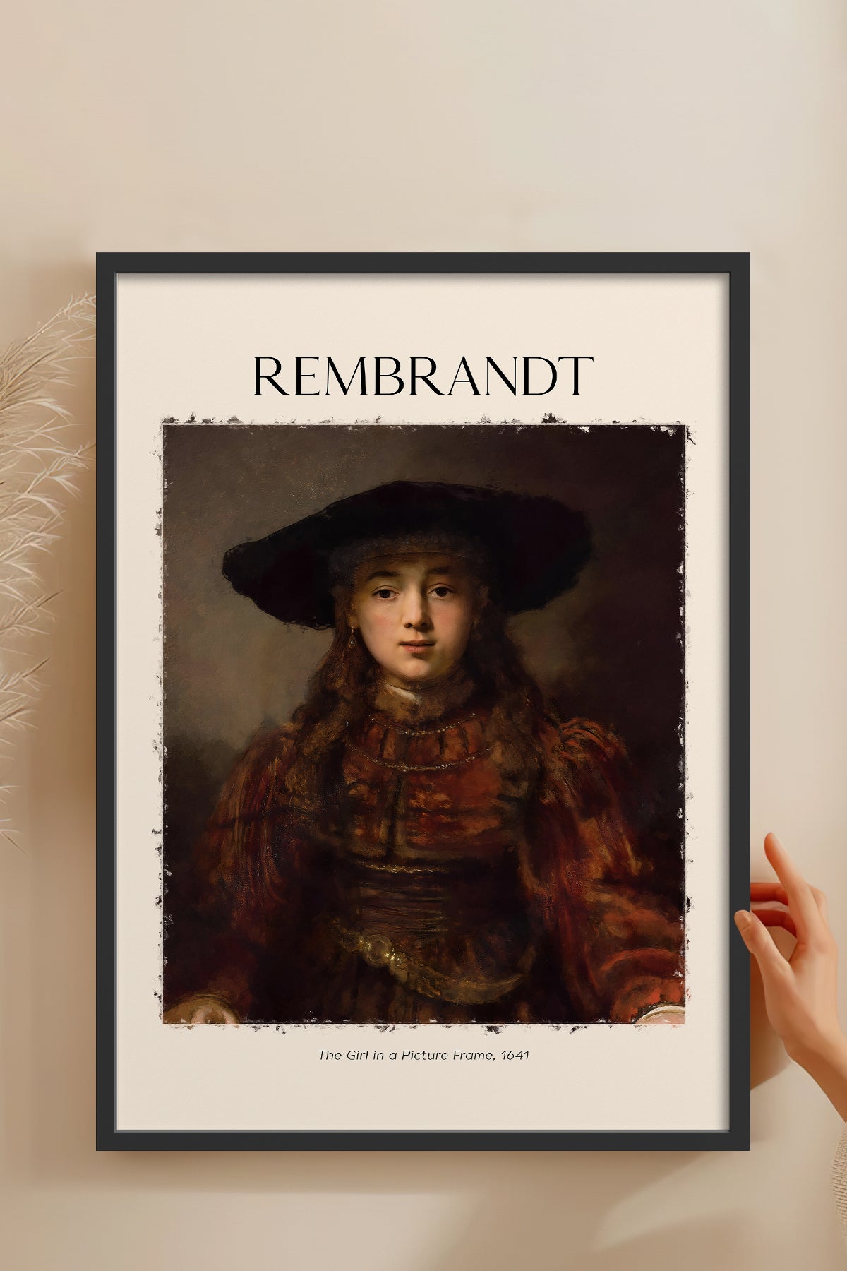 HOMEPACK Ahşap Çerçeveli Tablo Çerçeveli Poster Sanatsal Modern Duvar Dekoru REMBRANDT-08