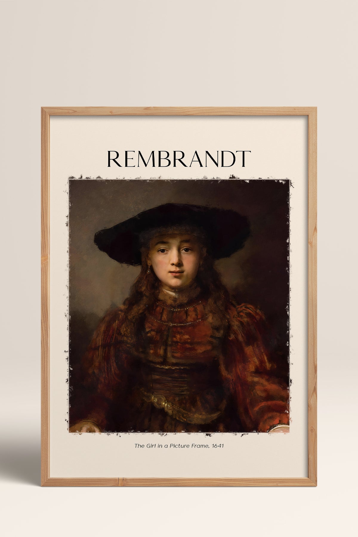 HOMEPACK Ahşap Çerçeveli Tablo Çerçeveli Poster Sanatsal Modern Duvar Dekoru REMBRANDT-08