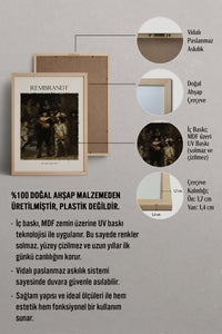 HOMEPACK Ahşap Çerçeveli Tablo Çerçeveli Poster Sanatsal Modern Duvar Dekoru REMBRANDT-09