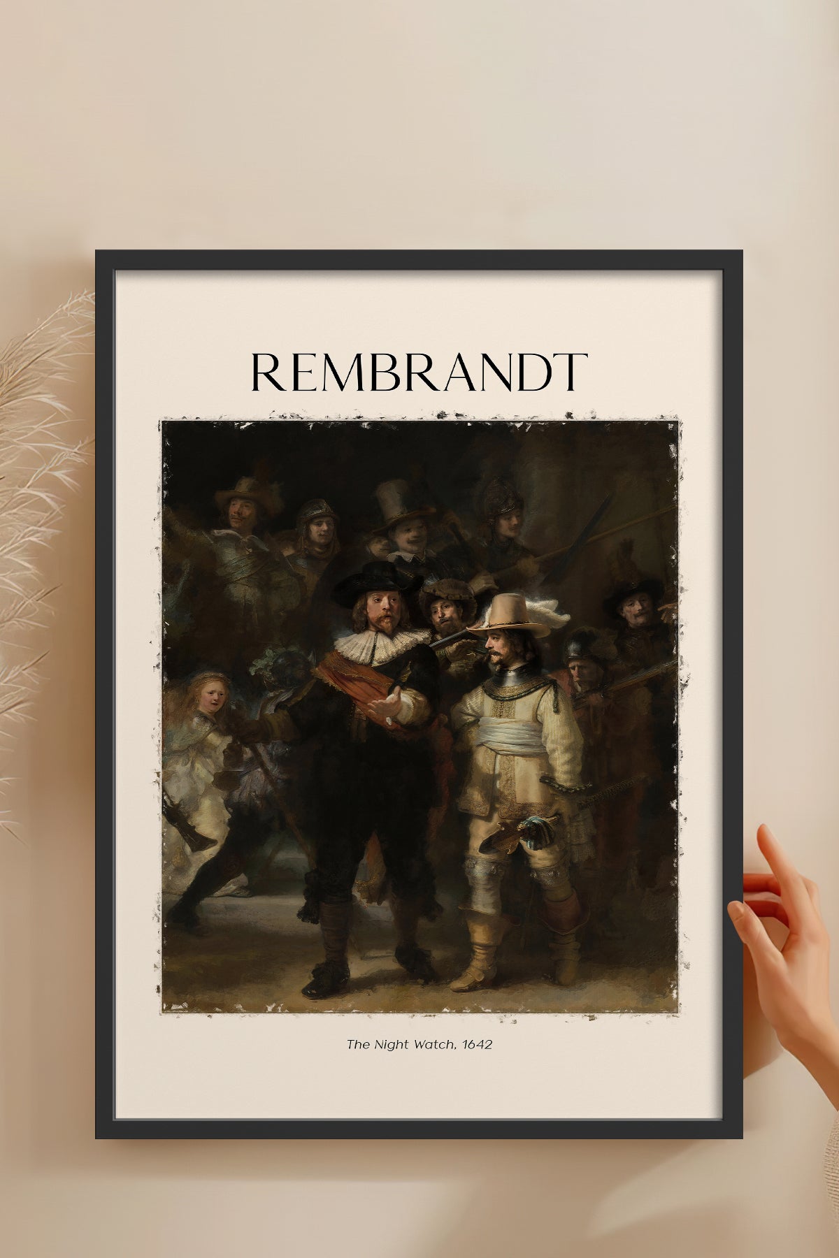 HOMEPACK Ahşap Çerçeveli Tablo Çerçeveli Poster Sanatsal Modern Duvar Dekoru REMBRANDT-09