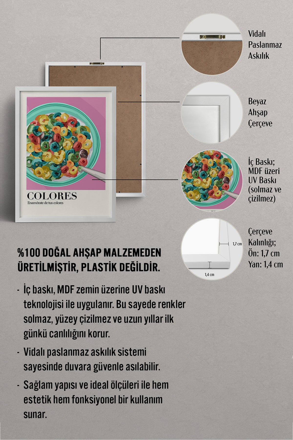 HOMEPACK Ahşap Çerçeveli Tablo Çerçeveli Poster Sanatsal Modern Duvar Dekoru TK-1000