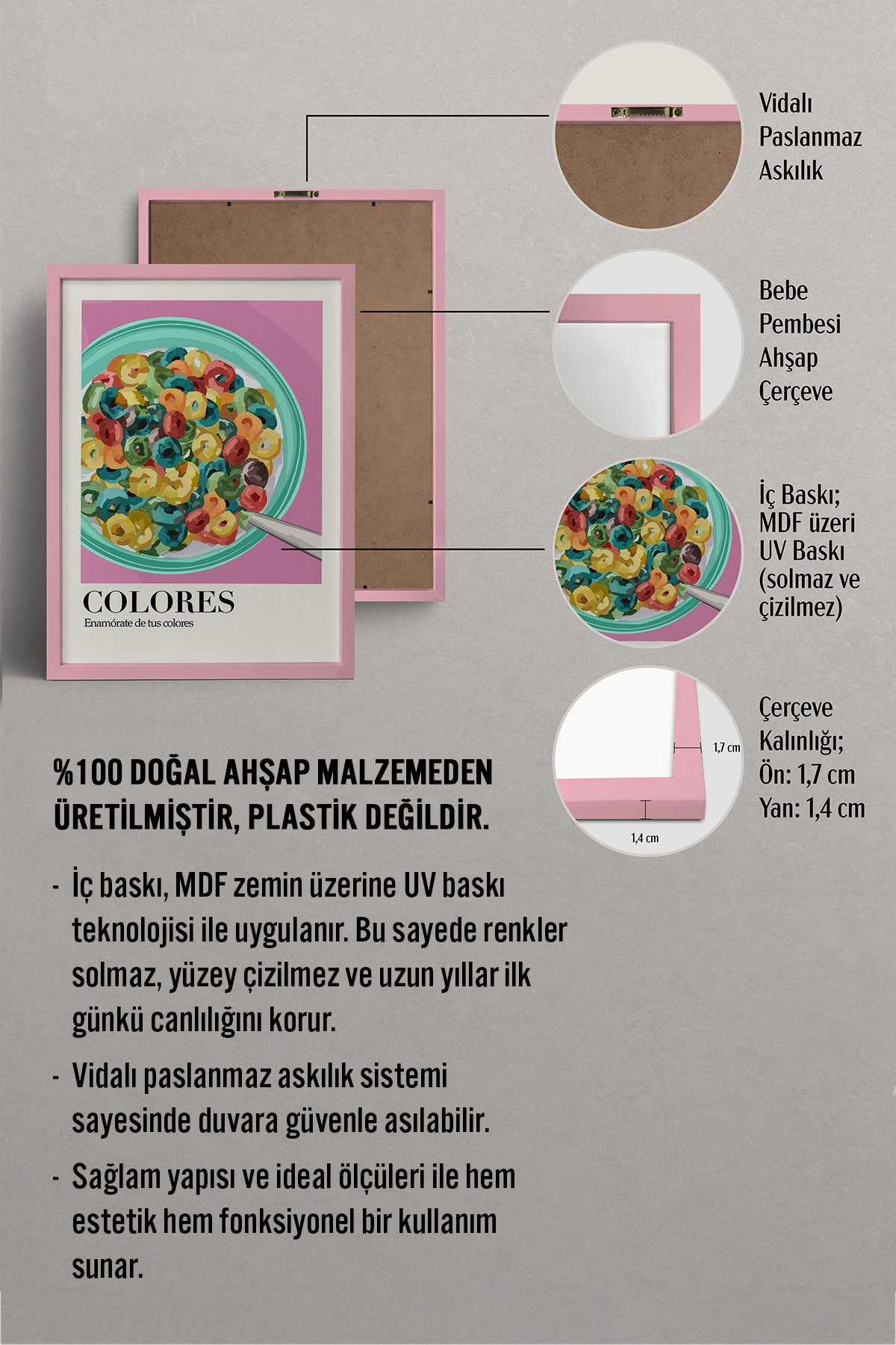 HOMEPACK Ahşap Çerçeveli Tablo Çerçeveli Poster Sanatsal Modern Duvar Dekoru TK-1000