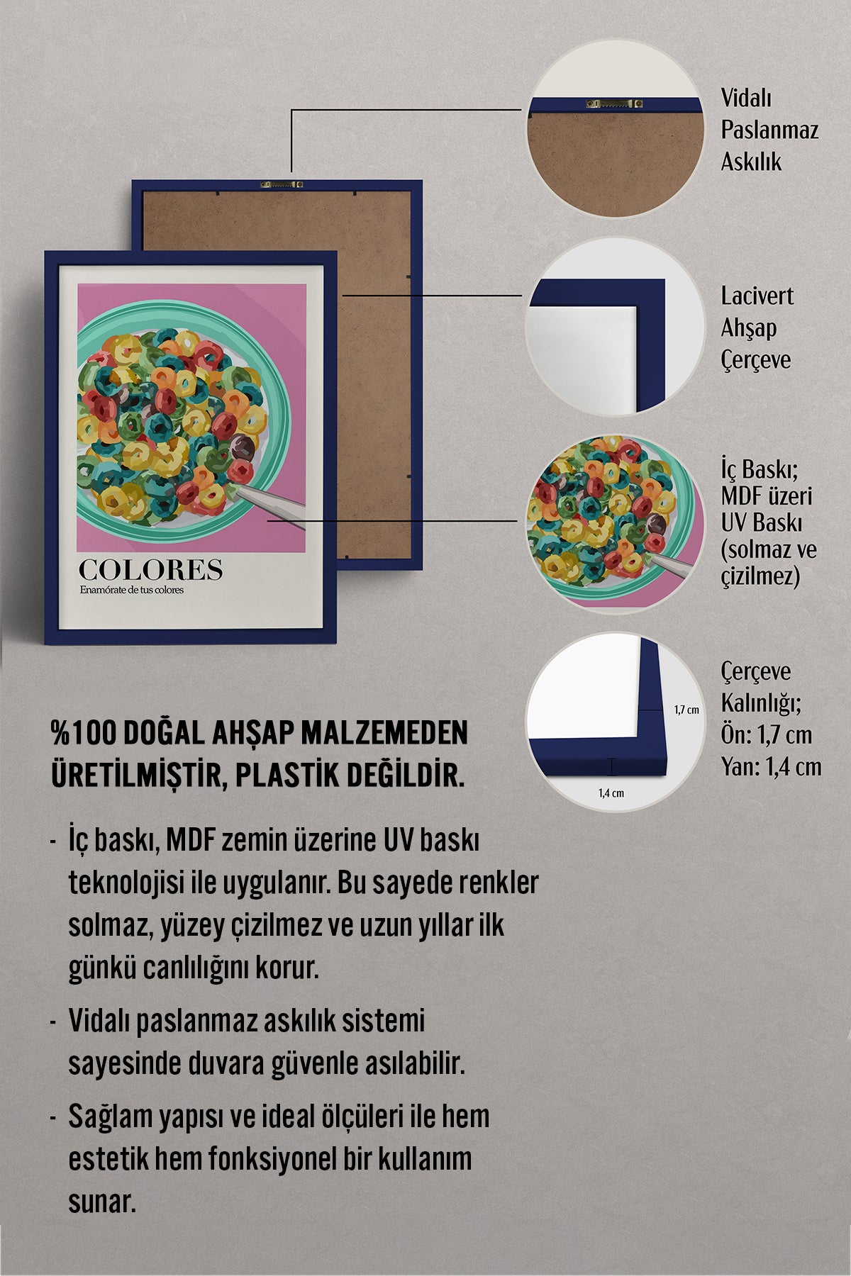 HOMEPACK Ahşap Çerçeveli Tablo Çerçeveli Poster Sanatsal Modern Duvar Dekoru TK-1000