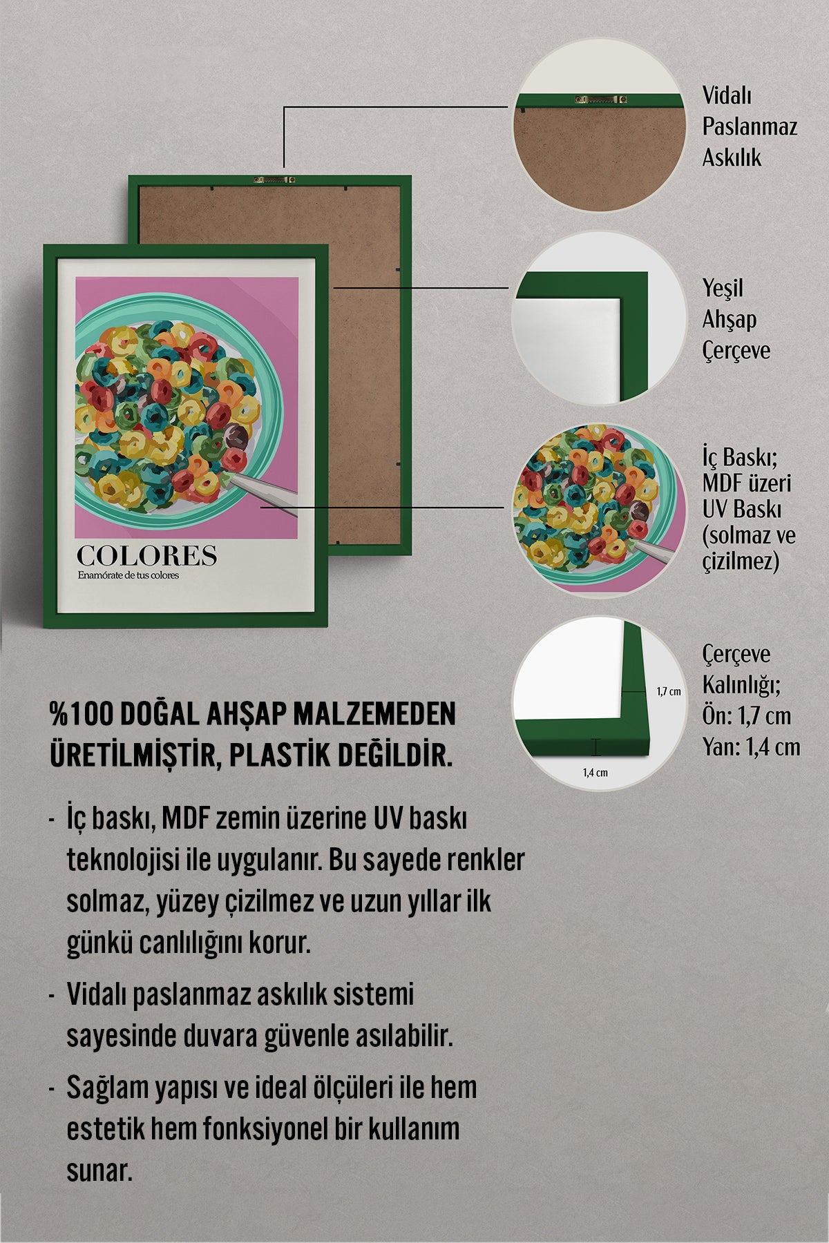 HOMEPACK Ahşap Çerçeveli Tablo Çerçeveli Poster Sanatsal Modern Duvar Dekoru TK-1000