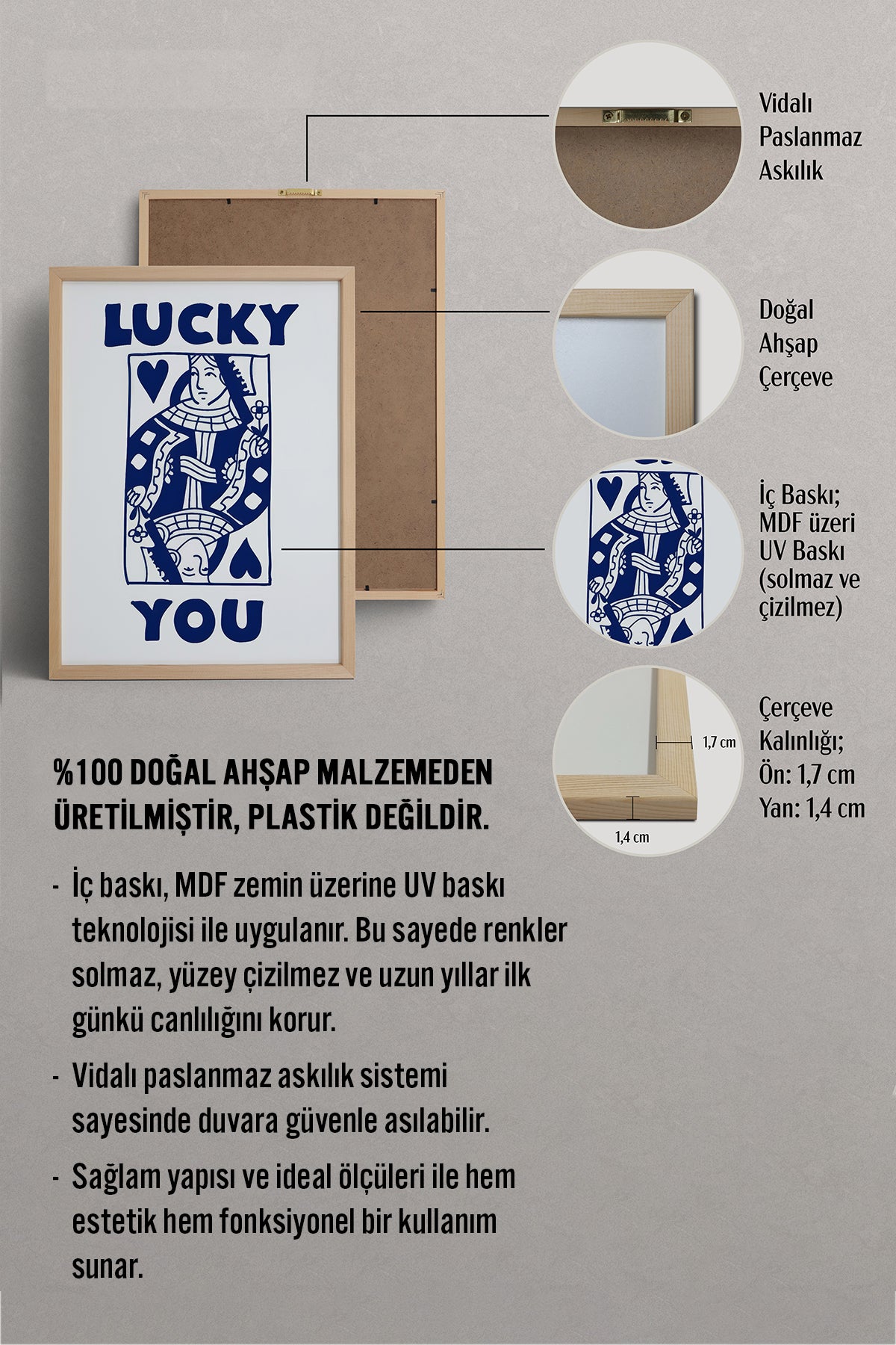HOMEPACK Ahşap Çerçeveli Tablo Çerçeveli Poster Sanatsal Modern Duvar Dekoru TK-1001