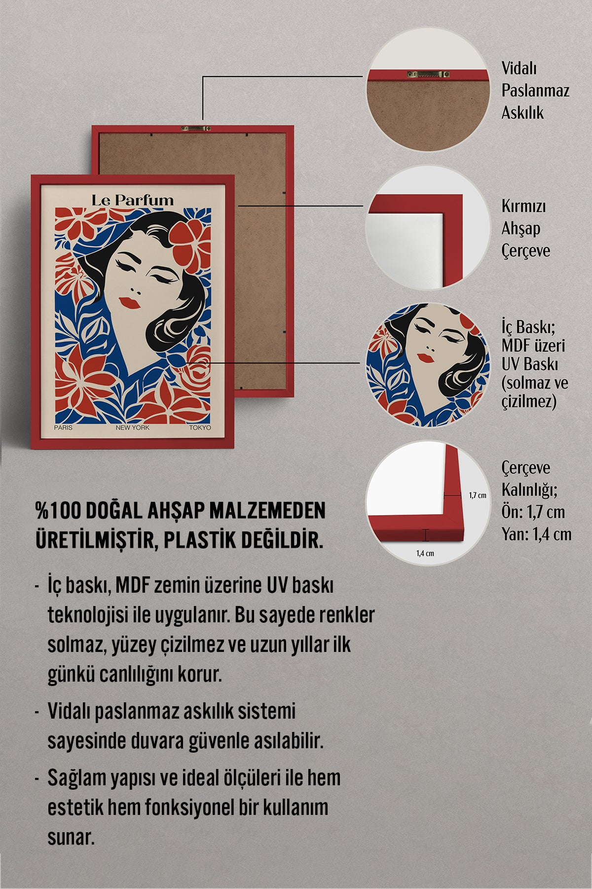 HOMEPACK Ahşap Çerçeveli Tablo Çerçeveli Poster Sanatsal Modern Duvar Dekoru TK-1002