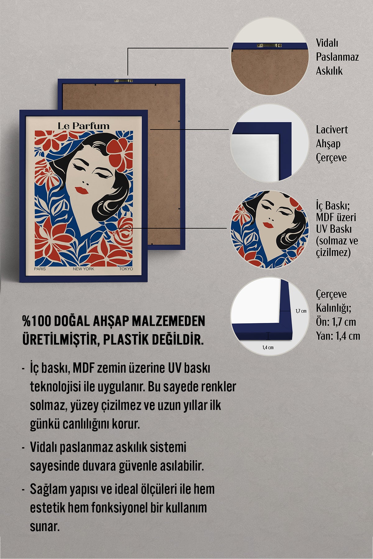 HOMEPACK Ahşap Çerçeveli Tablo Çerçeveli Poster Sanatsal Modern Duvar Dekoru TK-1002