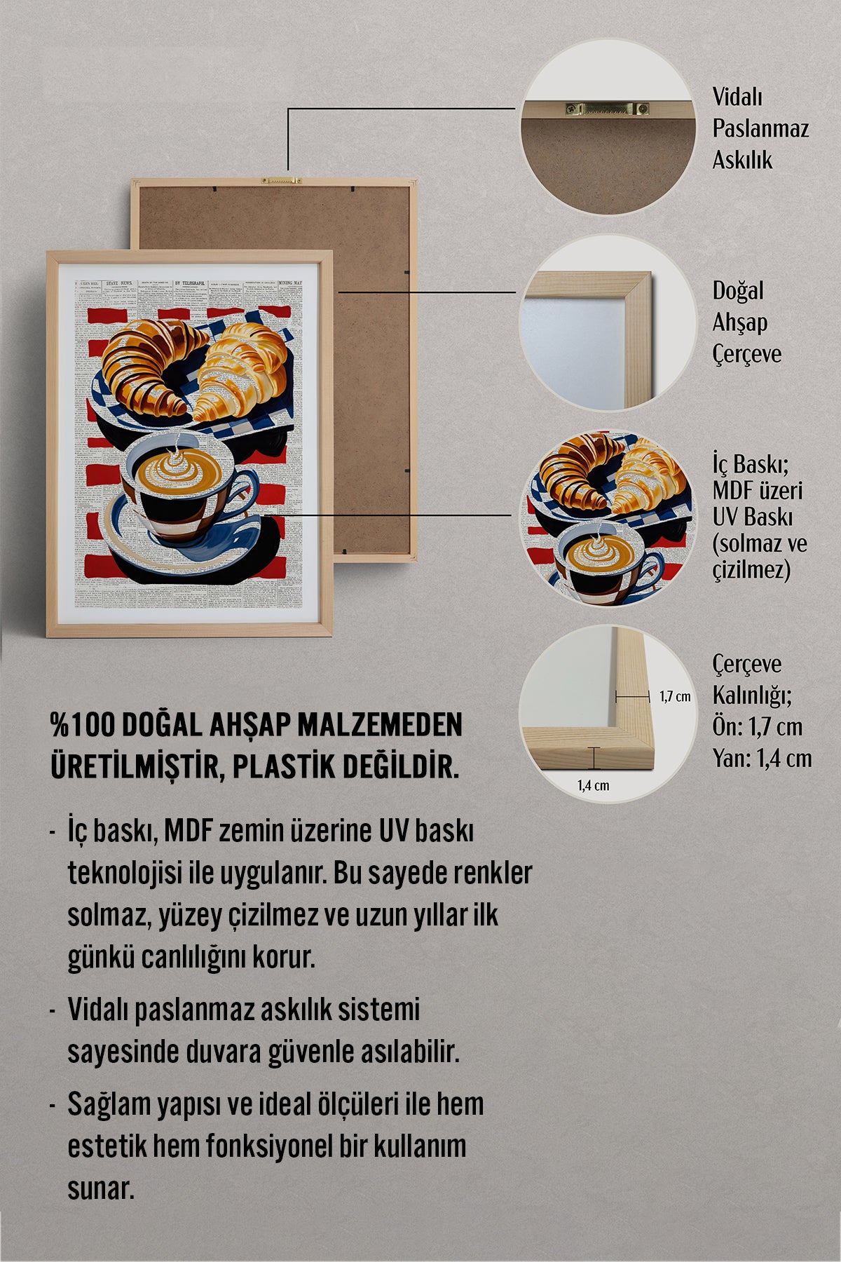 HOMEPACK Ahşap Çerçeveli Tablo Çerçeveli Poster Sanatsal Modern Duvar Dekoru TK-1004