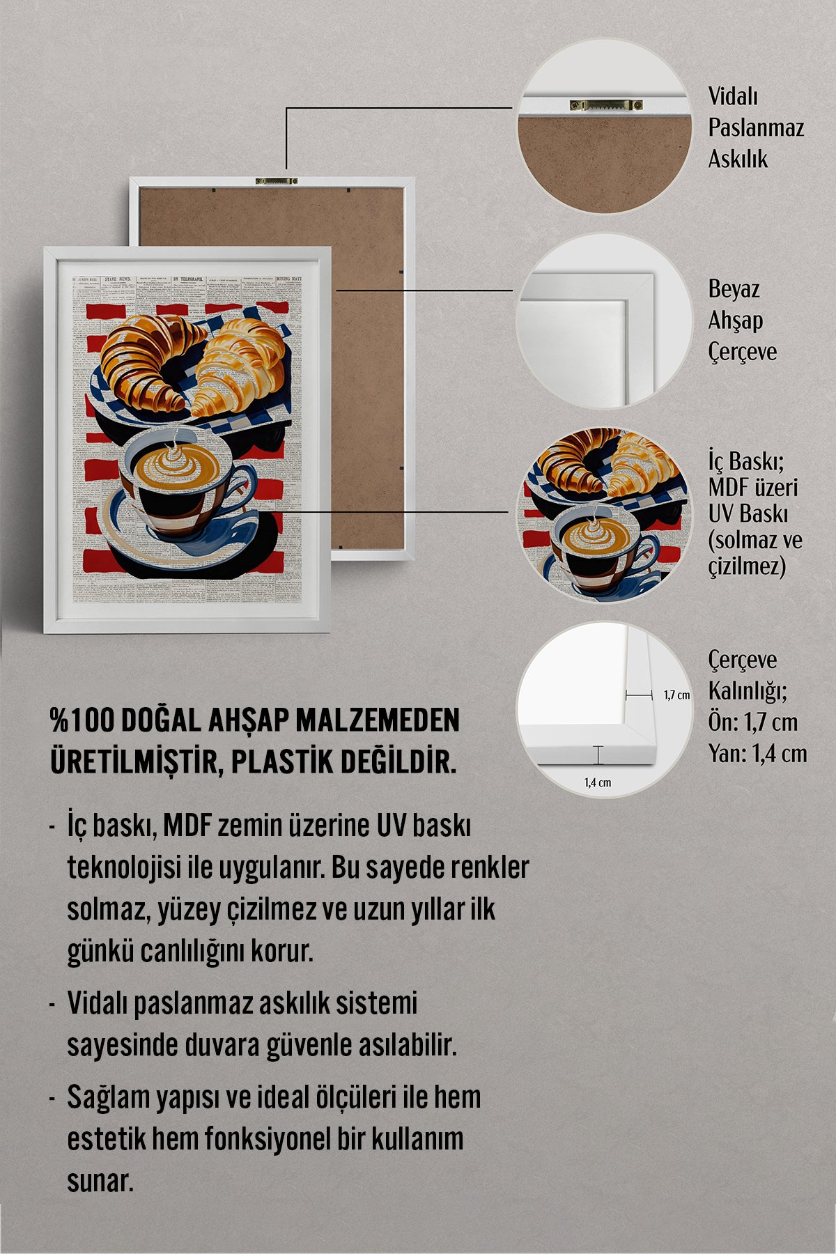 HOMEPACK Ahşap Çerçeveli Tablo Çerçeveli Poster Sanatsal Modern Duvar Dekoru TK-1004