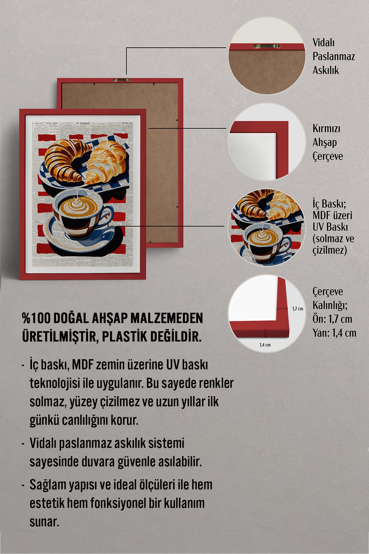 HOMEPACK Ahşap Çerçeveli Tablo Çerçeveli Poster Sanatsal Modern Duvar Dekoru TK-1004