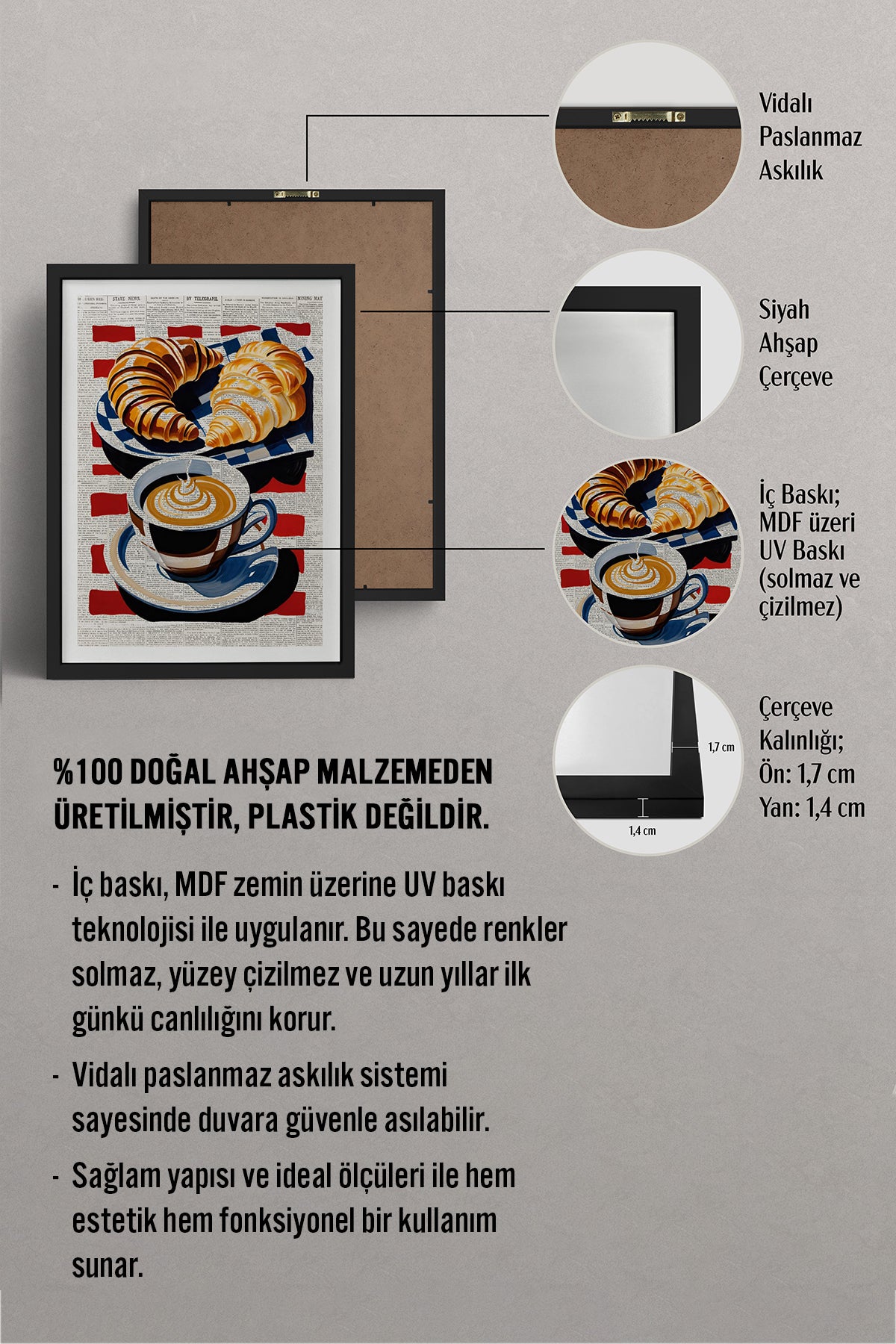 HOMEPACK Ahşap Çerçeveli Tablo Çerçeveli Poster Sanatsal Modern Duvar Dekoru TK-1004