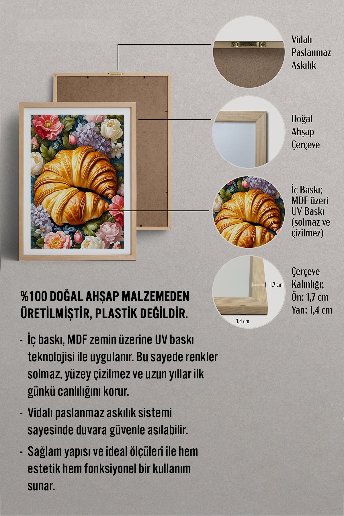 HOMEPACK Ahşap Çerçeveli Tablo Çerçeveli Poster Sanatsal Modern Duvar Dekoru TK-1005