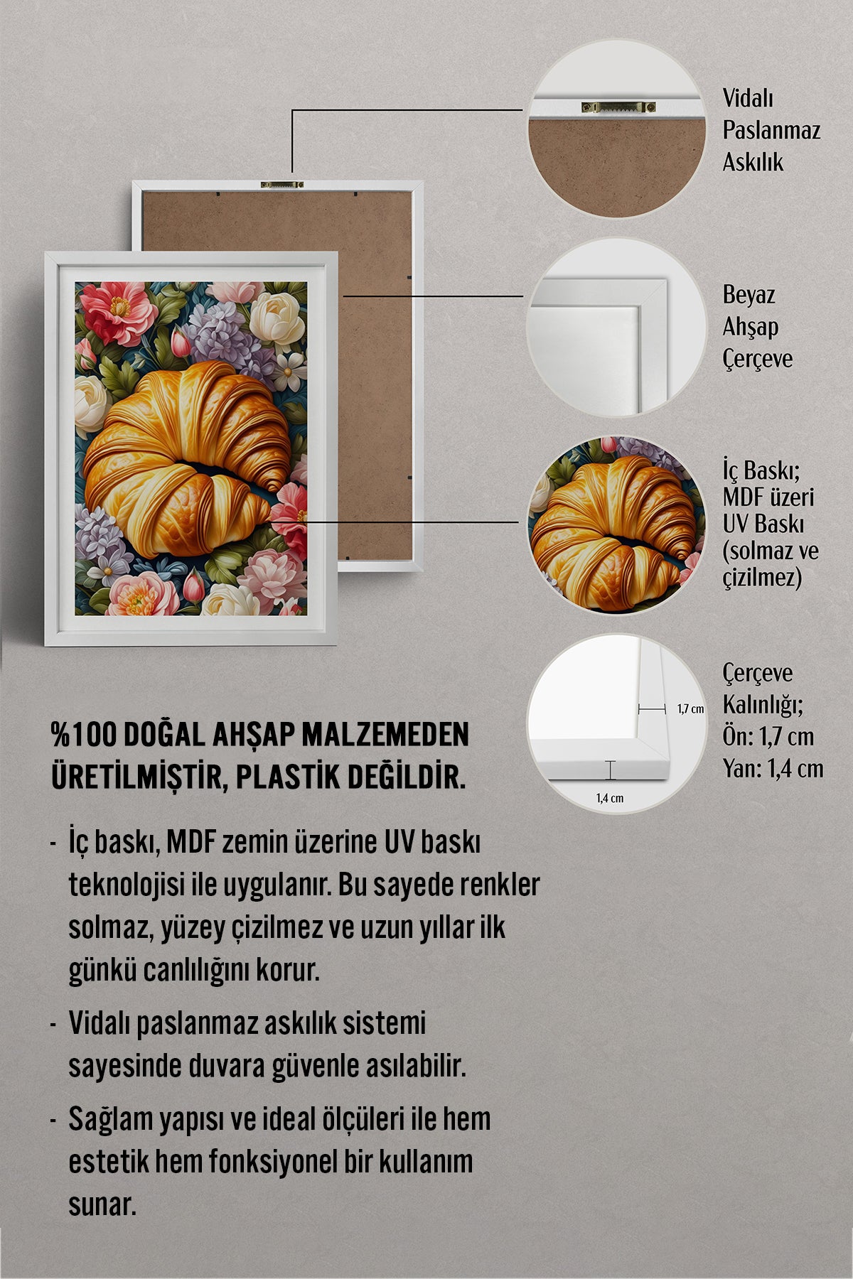 HOMEPACK Ahşap Çerçeveli Tablo Çerçeveli Poster Sanatsal Modern Duvar Dekoru TK-1005